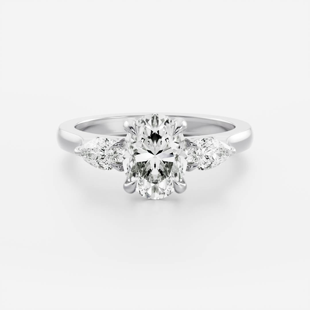 Joe- 2.0 CT Oval Three Stone Style Moissanite Ring