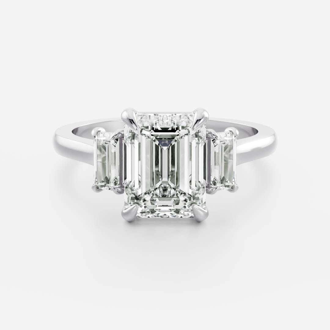 Larry- 1.0 CT Emerald Three Stone Style Moissanite Ring