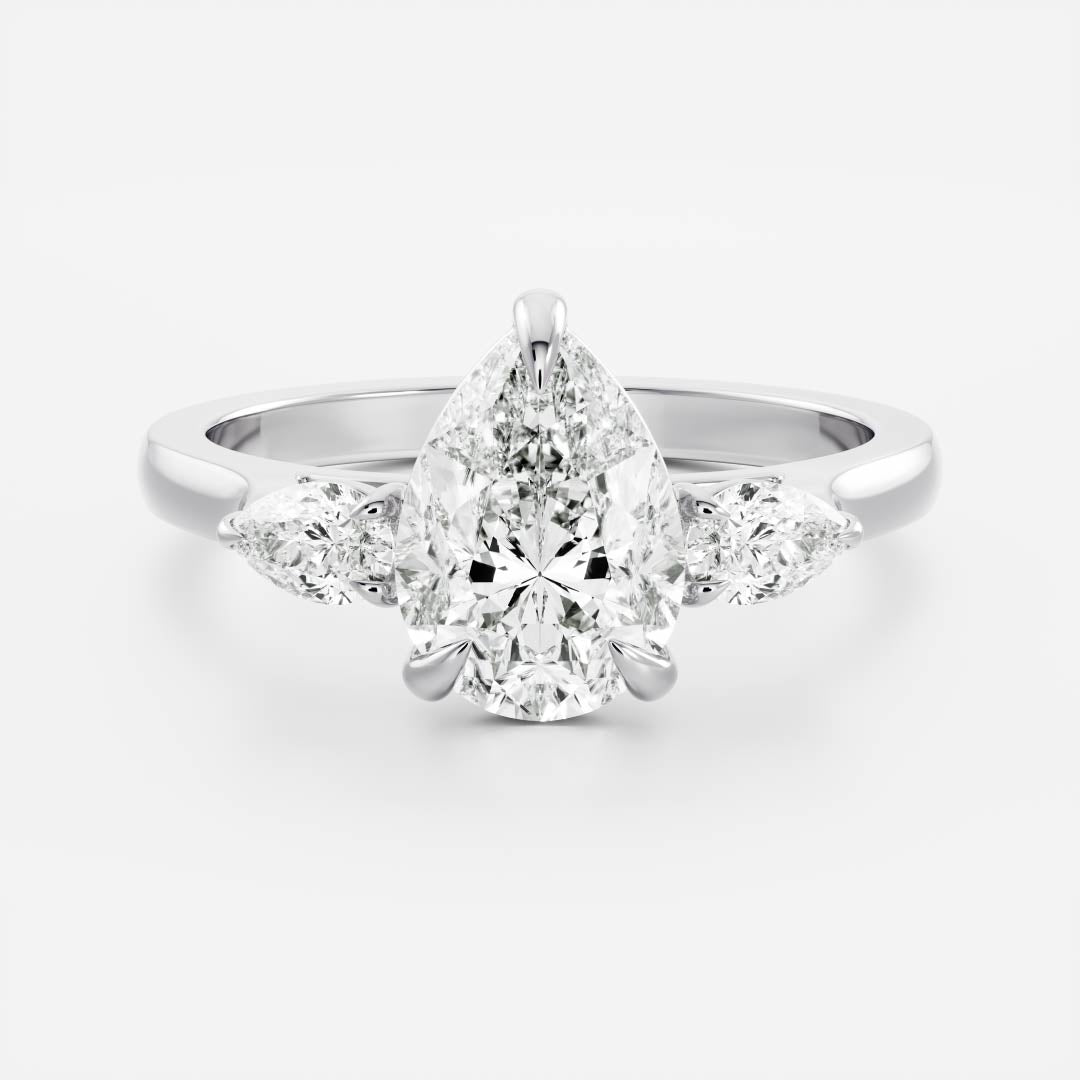 Rachel- 1.20 CT Pear Three Stone Style Moissanite Ring