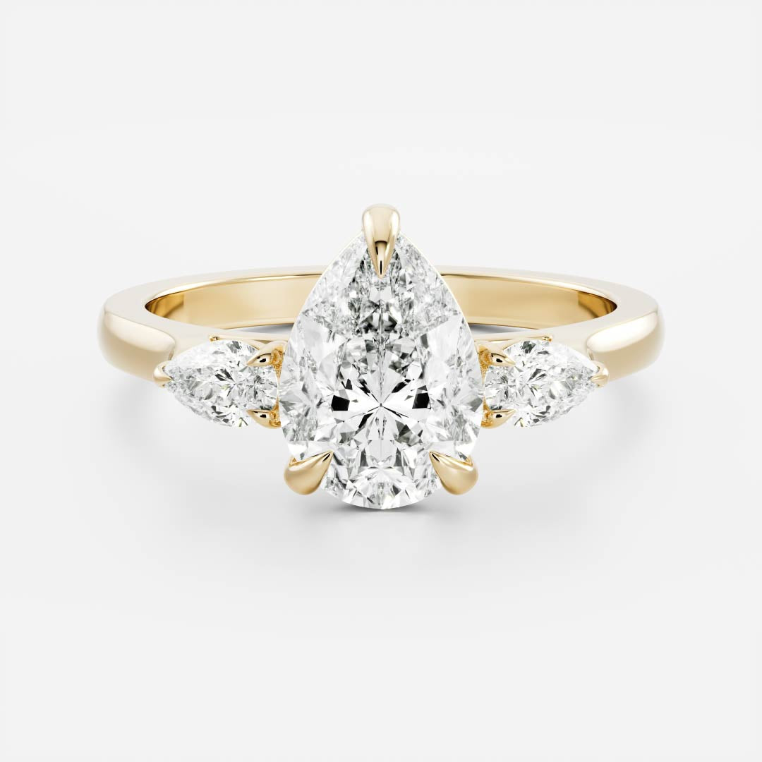 Rachel- 1.20 CT Pear Three Stone Style Moissanite Ring