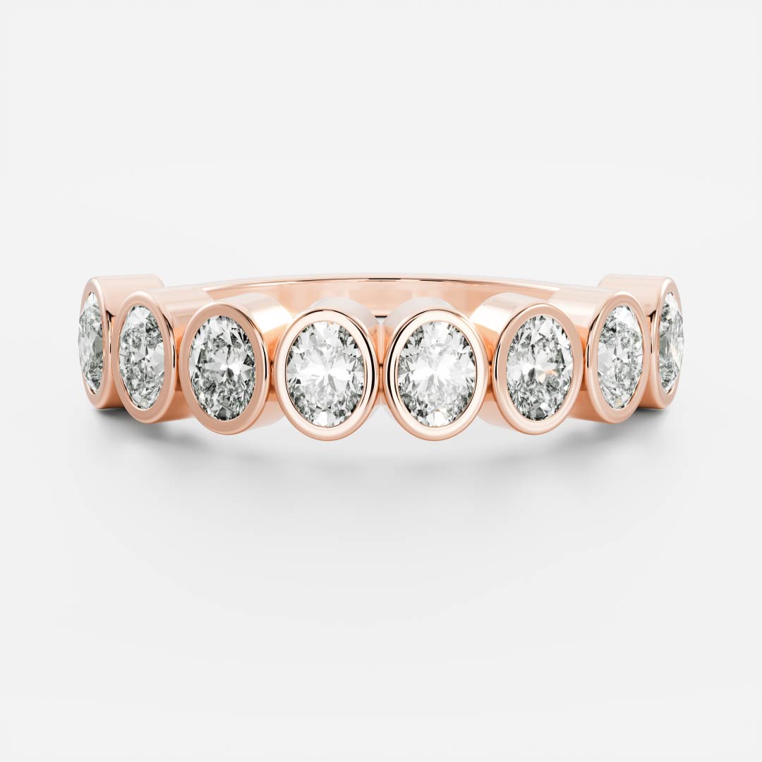 Ramo-0.60 CTW Oval Bezel Wedding Band
