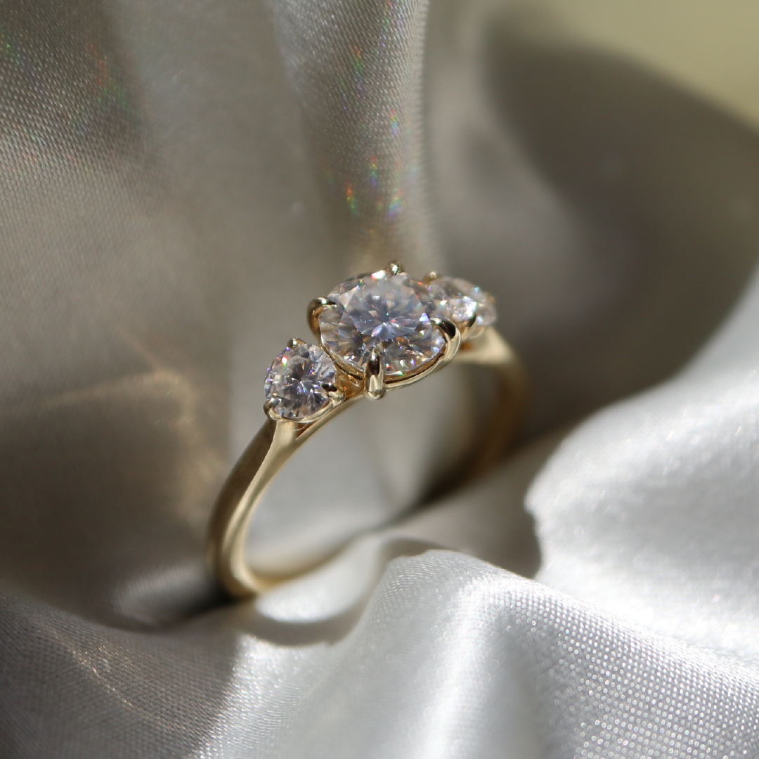 Jonathan- 1.0 CT Round Three Stone Style Moissanite Ring