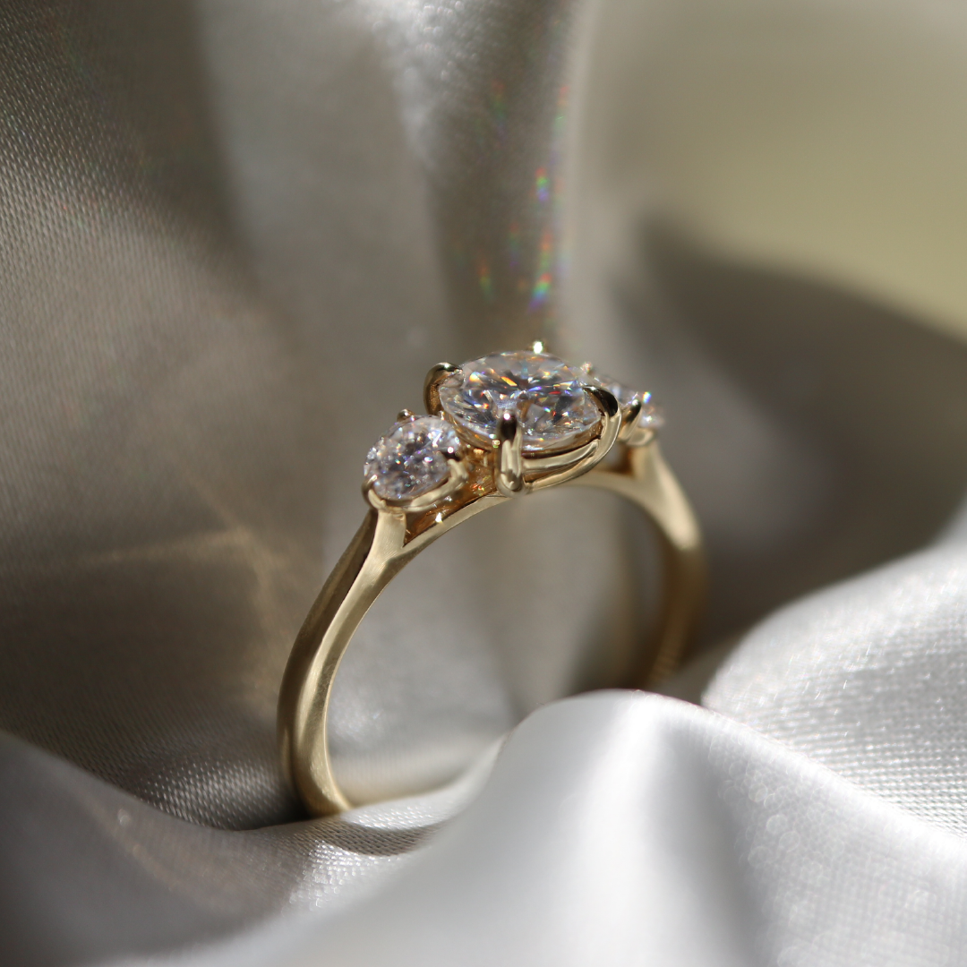 Jonathan- 1.0 CT Round Three Stone Style Moissanite Ring