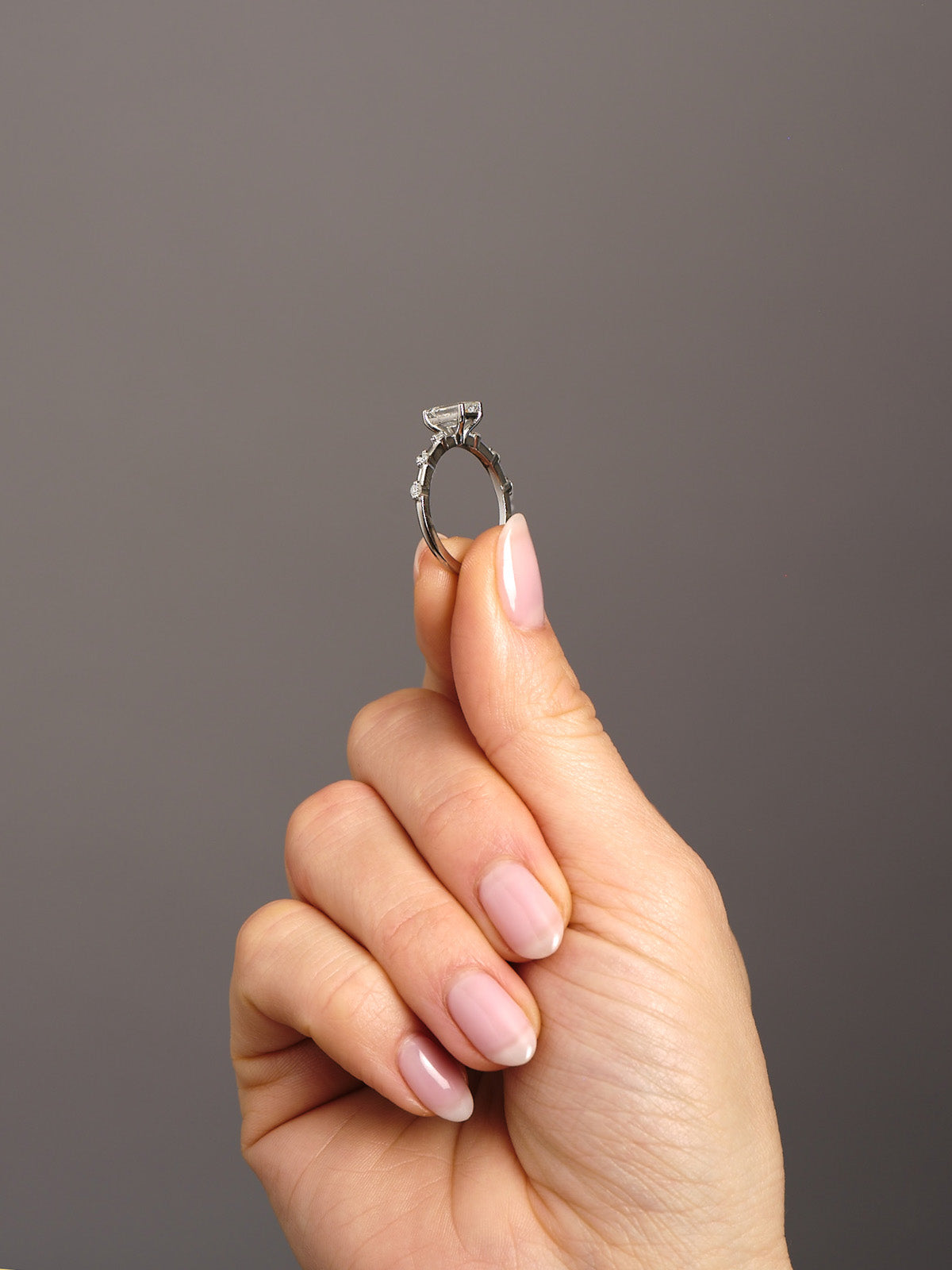 Sylvia- 1.20 CT Emerald Dainty Moissanite Ring