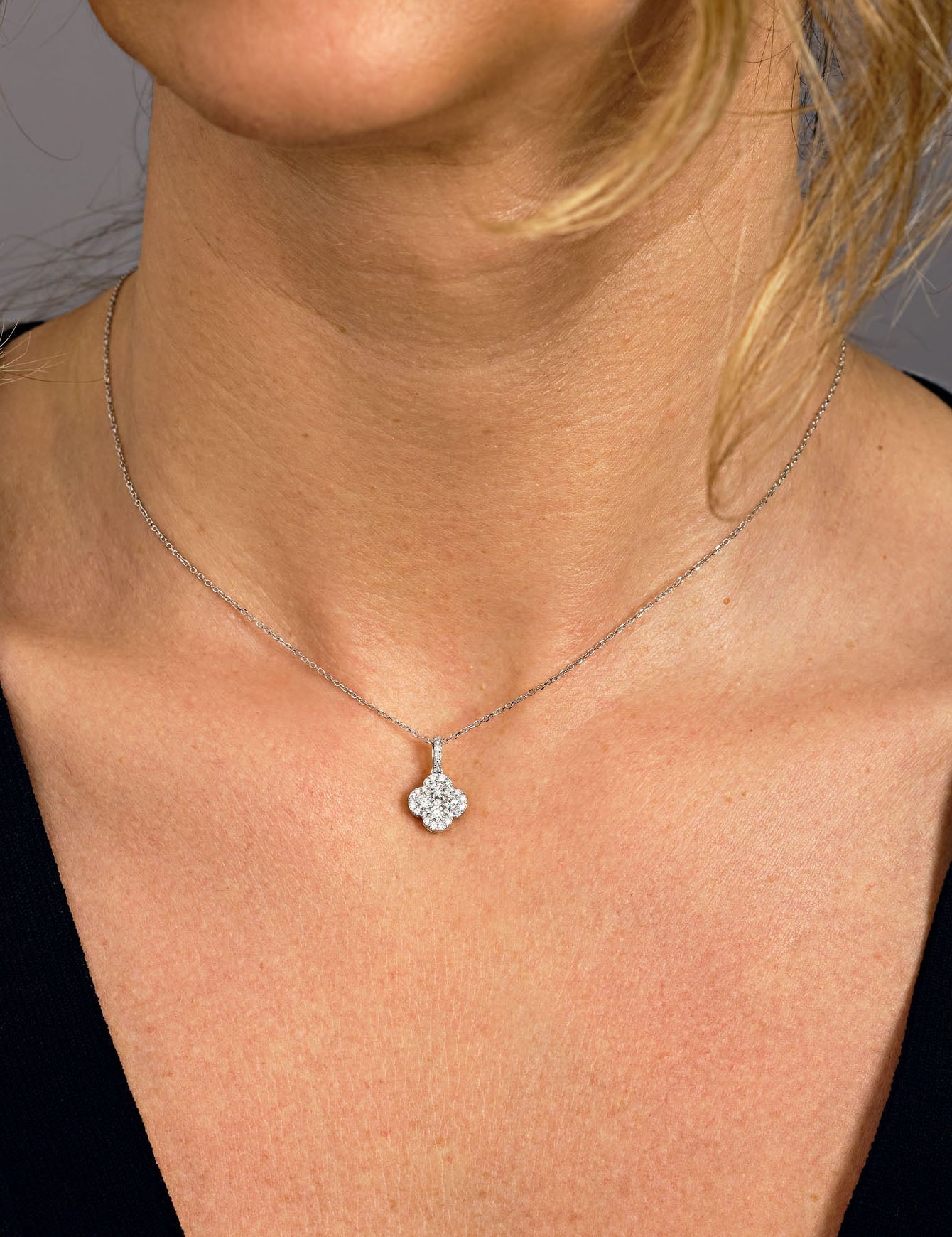 Stella- 0.50 TCW Round Clover Moissanite Necklace