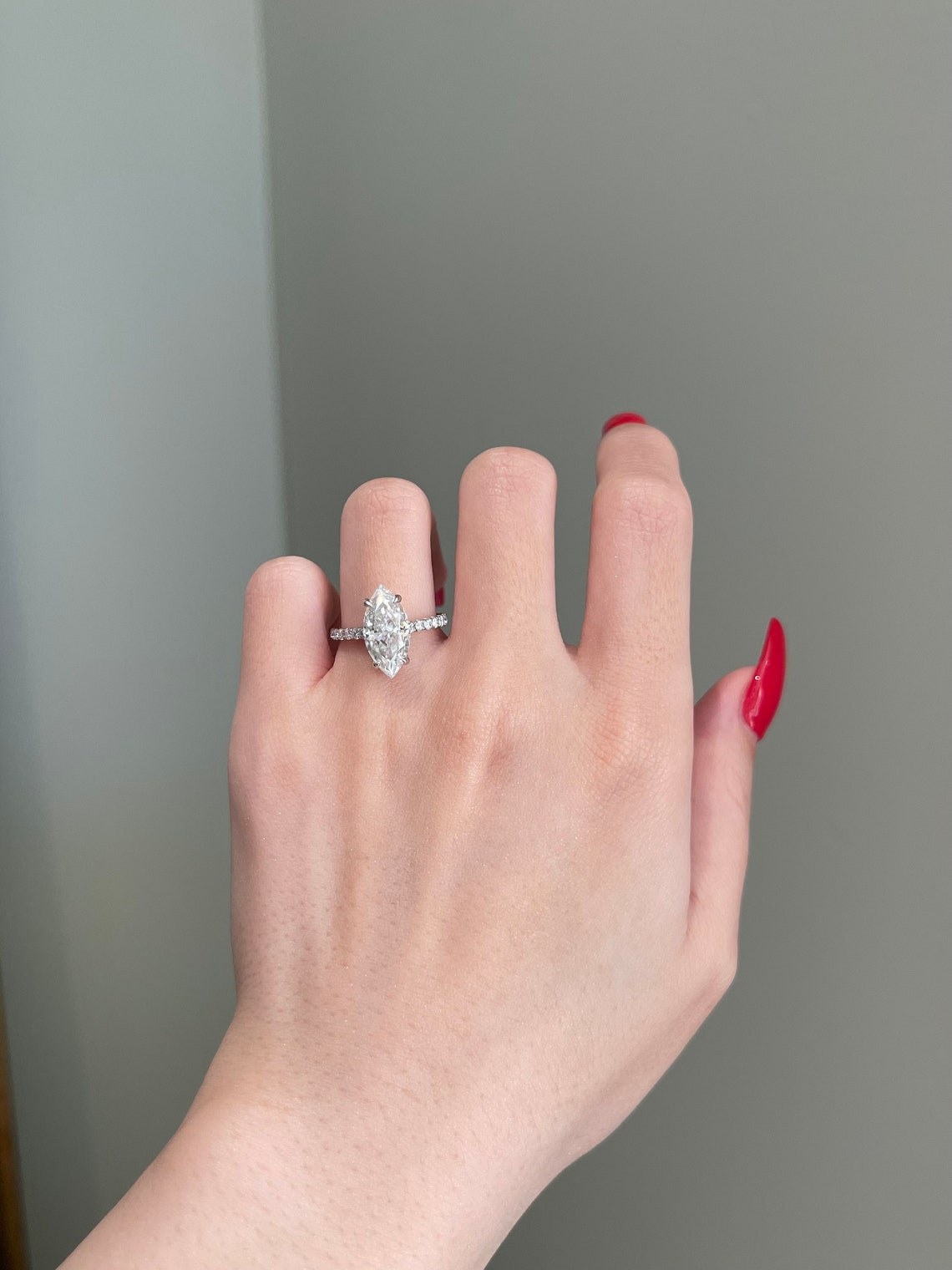 Nancy- 4.0 CT Marquise Pave Moissanite Ring