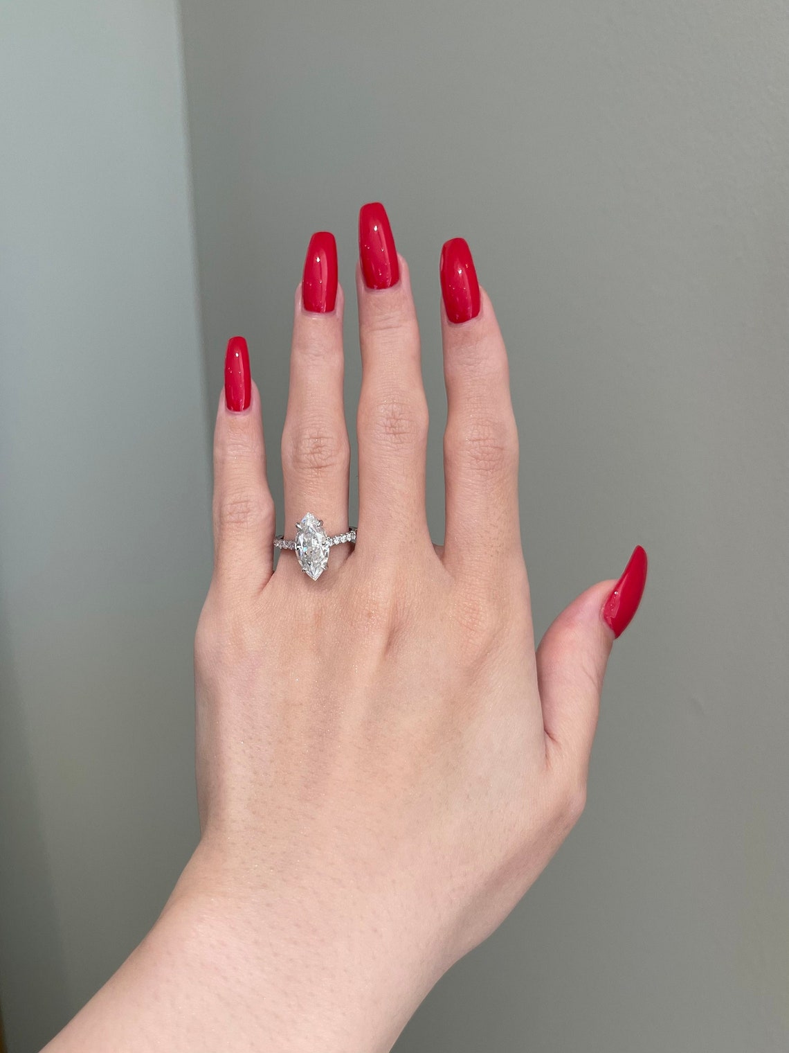 Nancy- 4.0 CT Marquise Pave Moissanite Ring