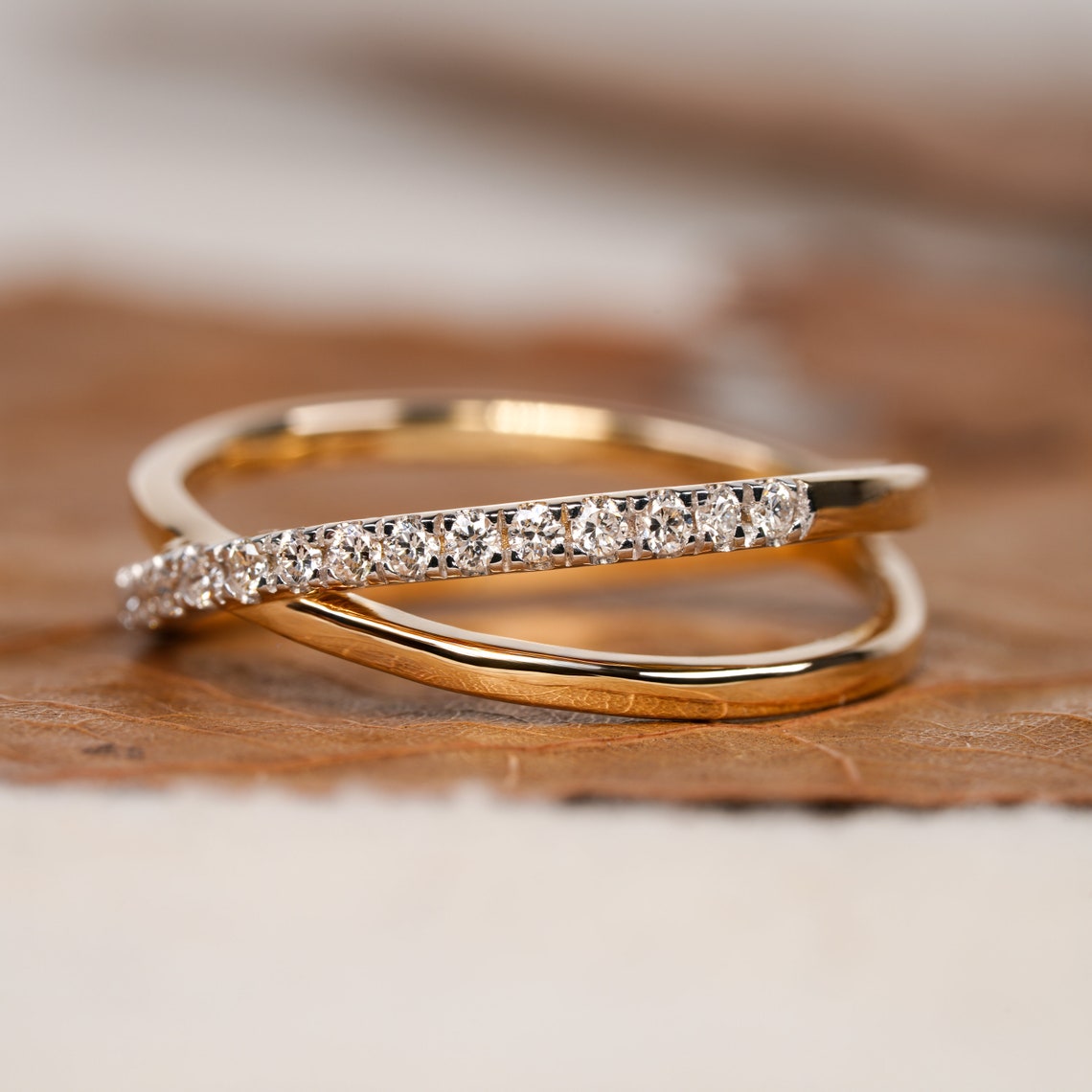 Althea-0.22 CTW Round Cross Diamond Wedding Band