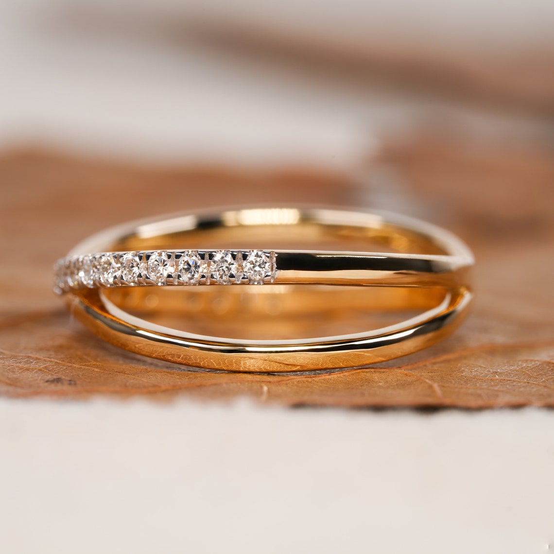 Althea-0.22 CTW Round Cross Diamond Wedding Band