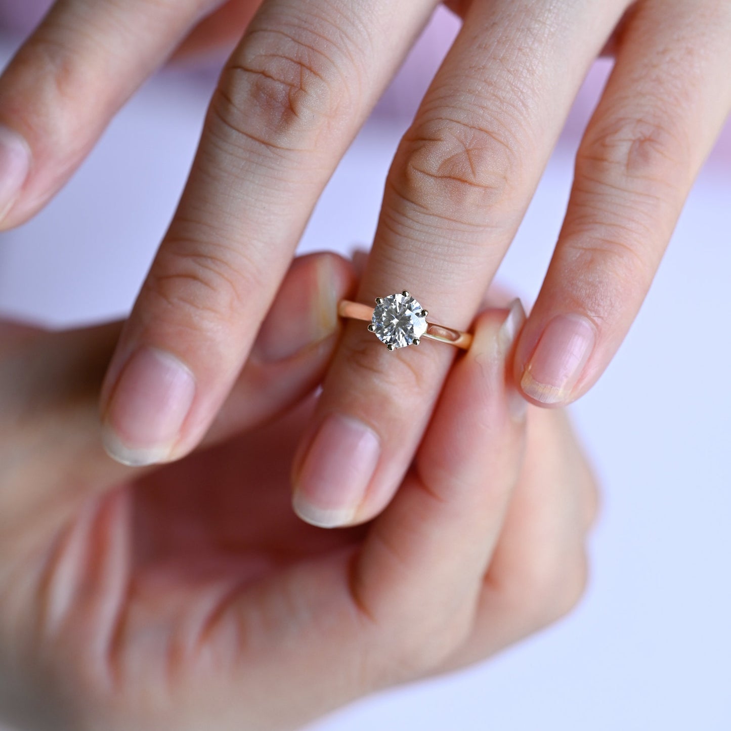 1.5 CT Round Cut Solitaire Moissanite Engagement Ring