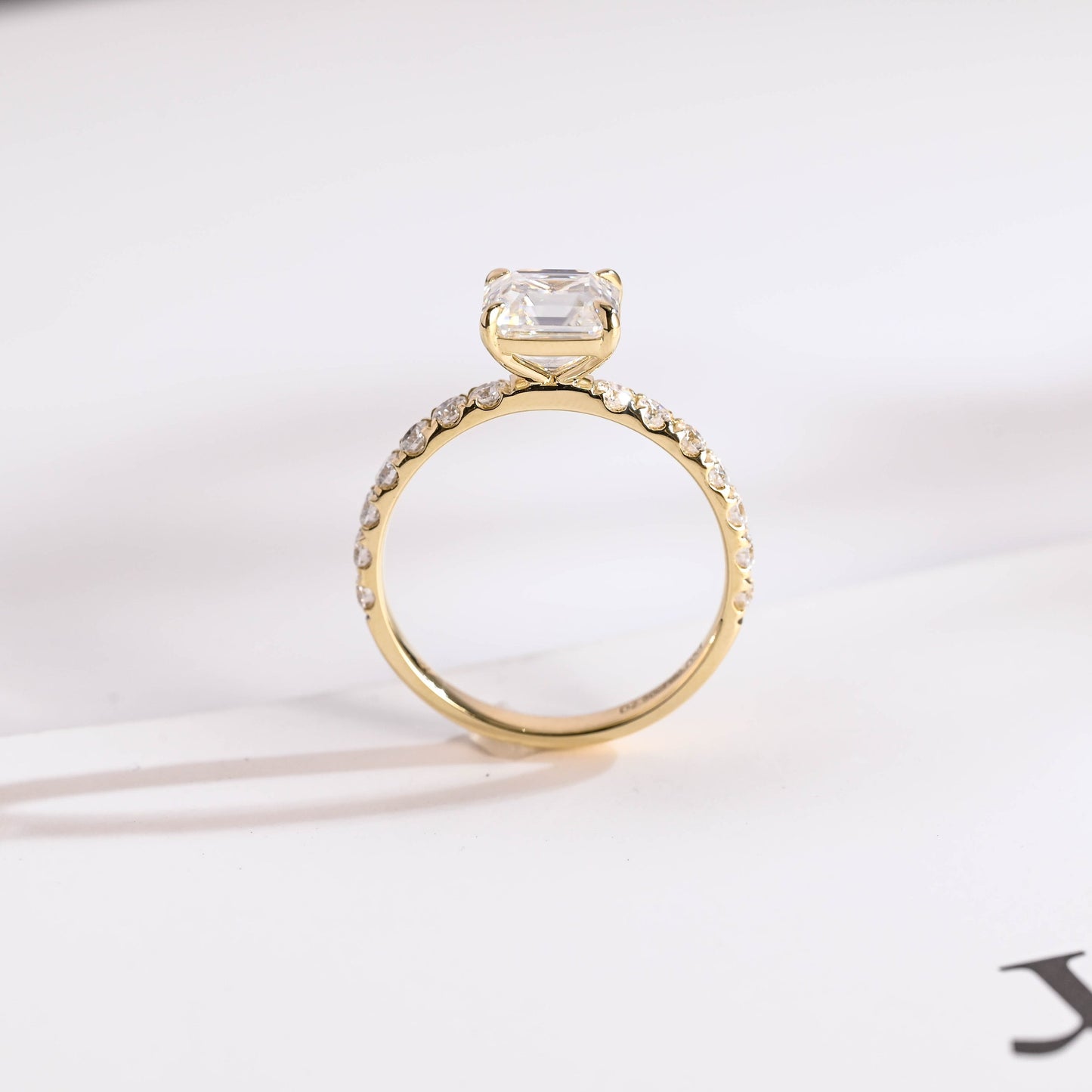 3.0 CT Asscher Cut Pave Moissanite Engagement Ring