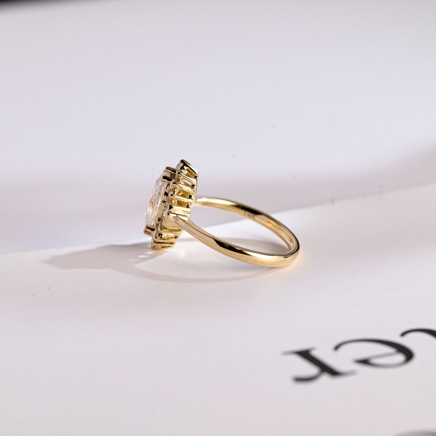 2.0 CT Marquise Cut Cluster Solitaire Moissanite Engagement Ring