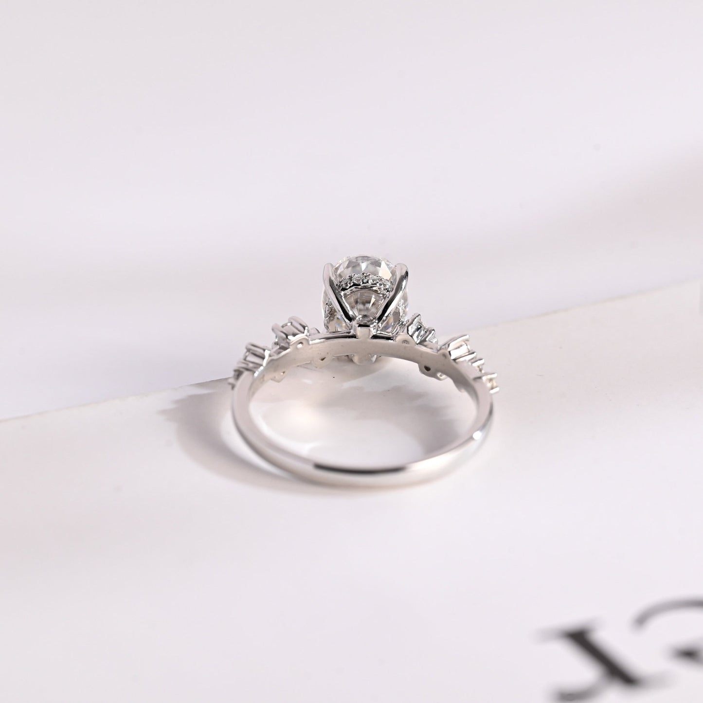 2.5 CT Oval Cut Cluster Moissanite Engagement Ring