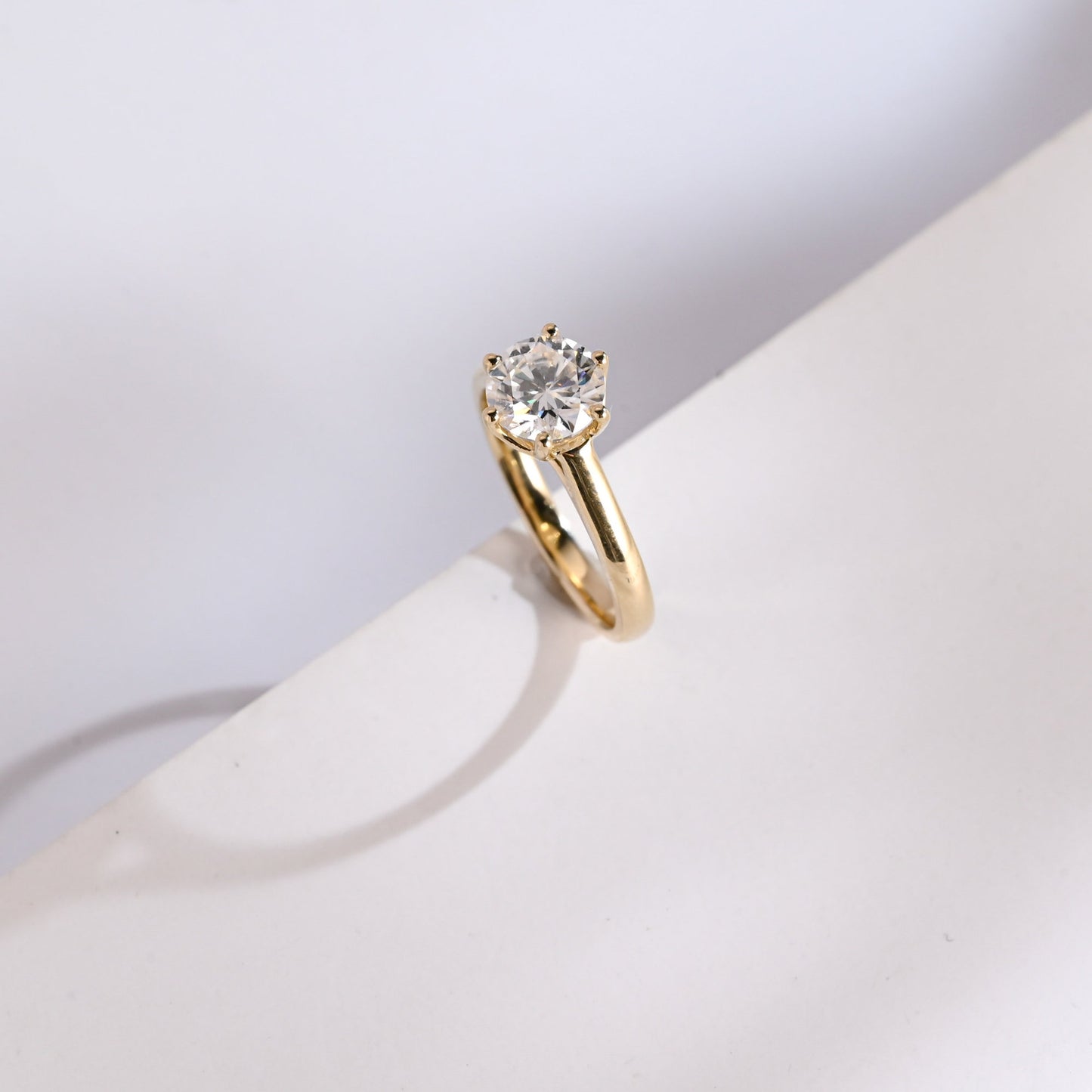 1.5 CT Round Cut Solitaire Moissanite Engagement Ring