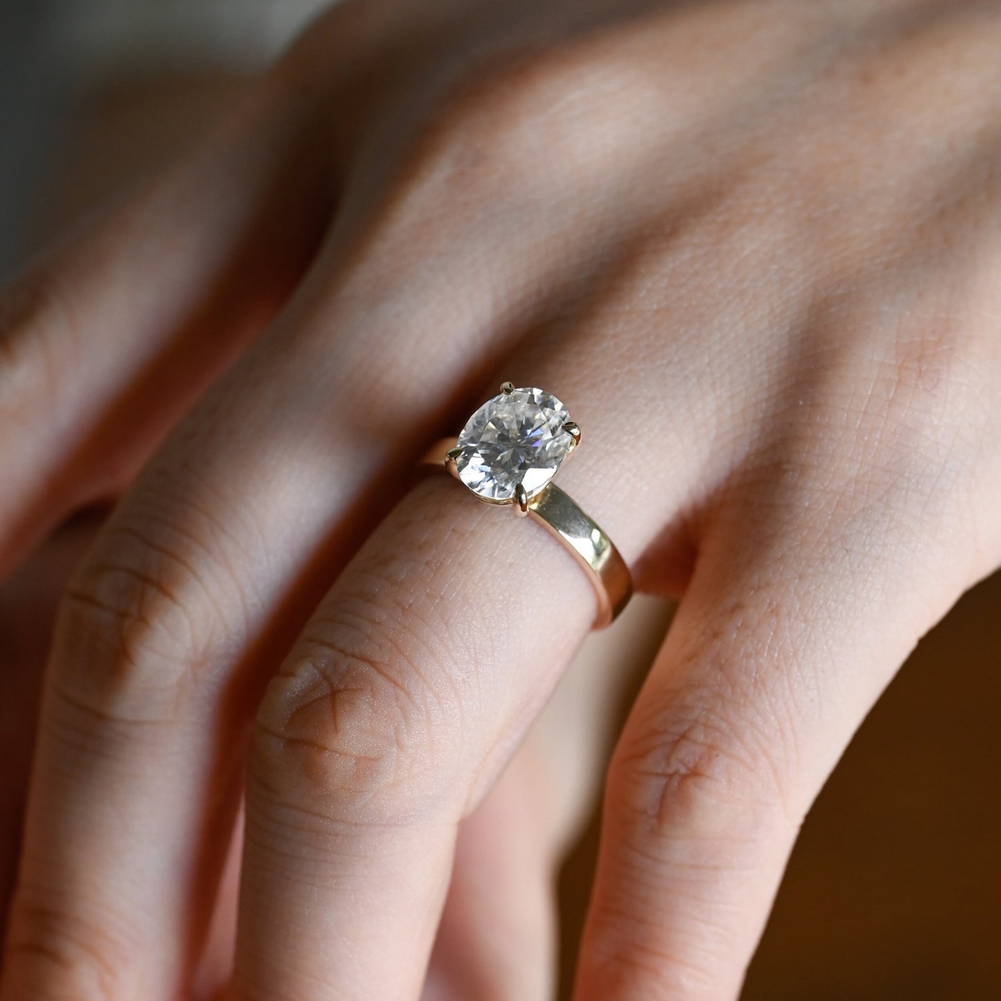 3.5 CT Oval Cut Solitaire Moissanite Engagement Ring