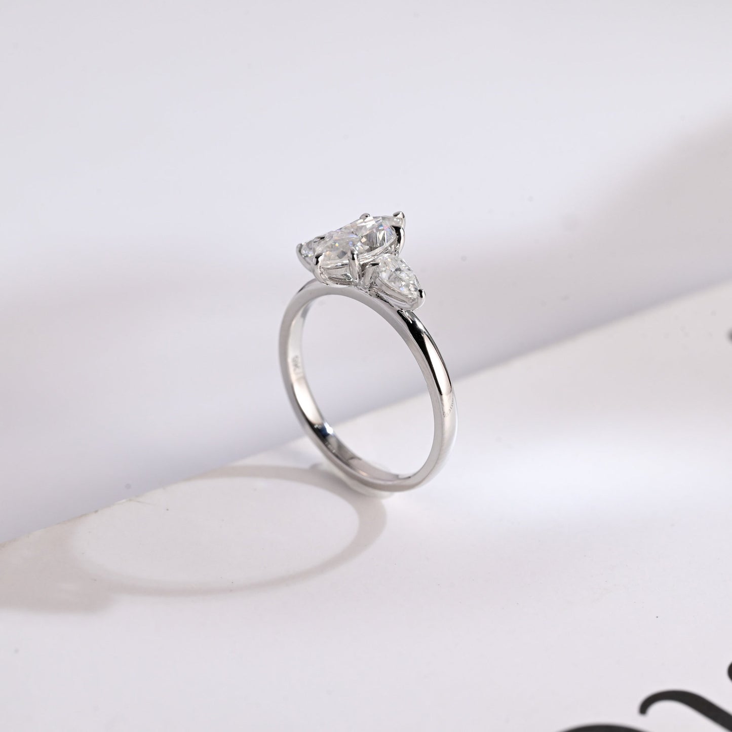 1.5 CT Marquise Cut Three Stone Moissanite Engagement Ring