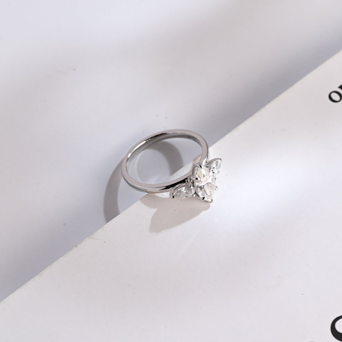 1.5 CT Marquise Cut Three Stone Moissanite Engagement Ring