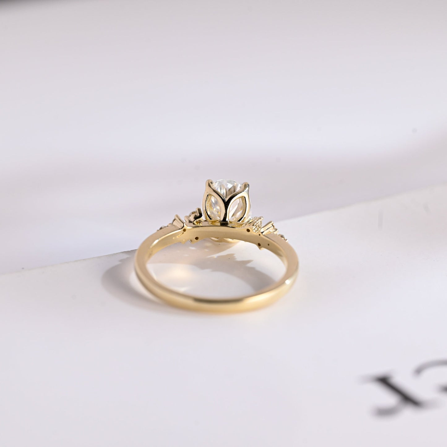 2.5 CT Oval Cut Cluster Moissanite Engagement Ring