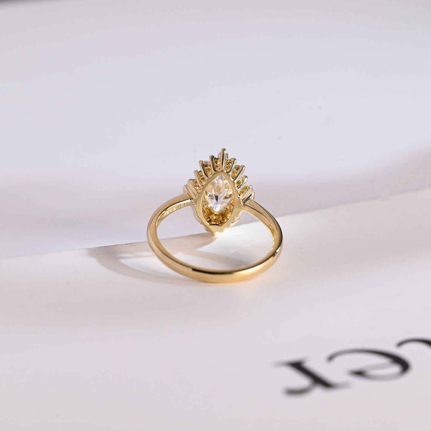 2.0 CT Marquise Cut Cluster Solitaire Moissanite Engagement Ring