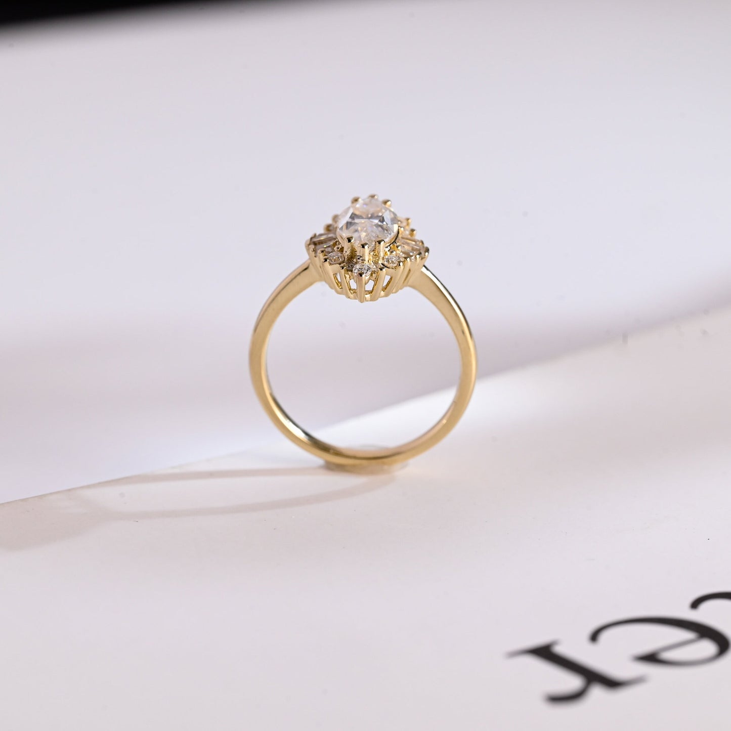 2.0 CT Marquise Cut Cluster Solitaire Moissanite Engagement Ring