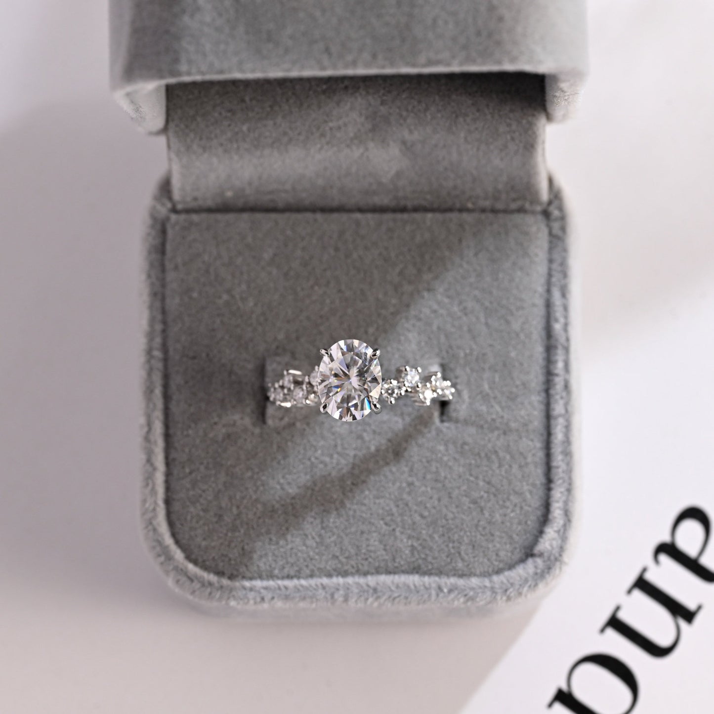 2.5 CT Oval Cut Cluster Moissanite Engagement Ring