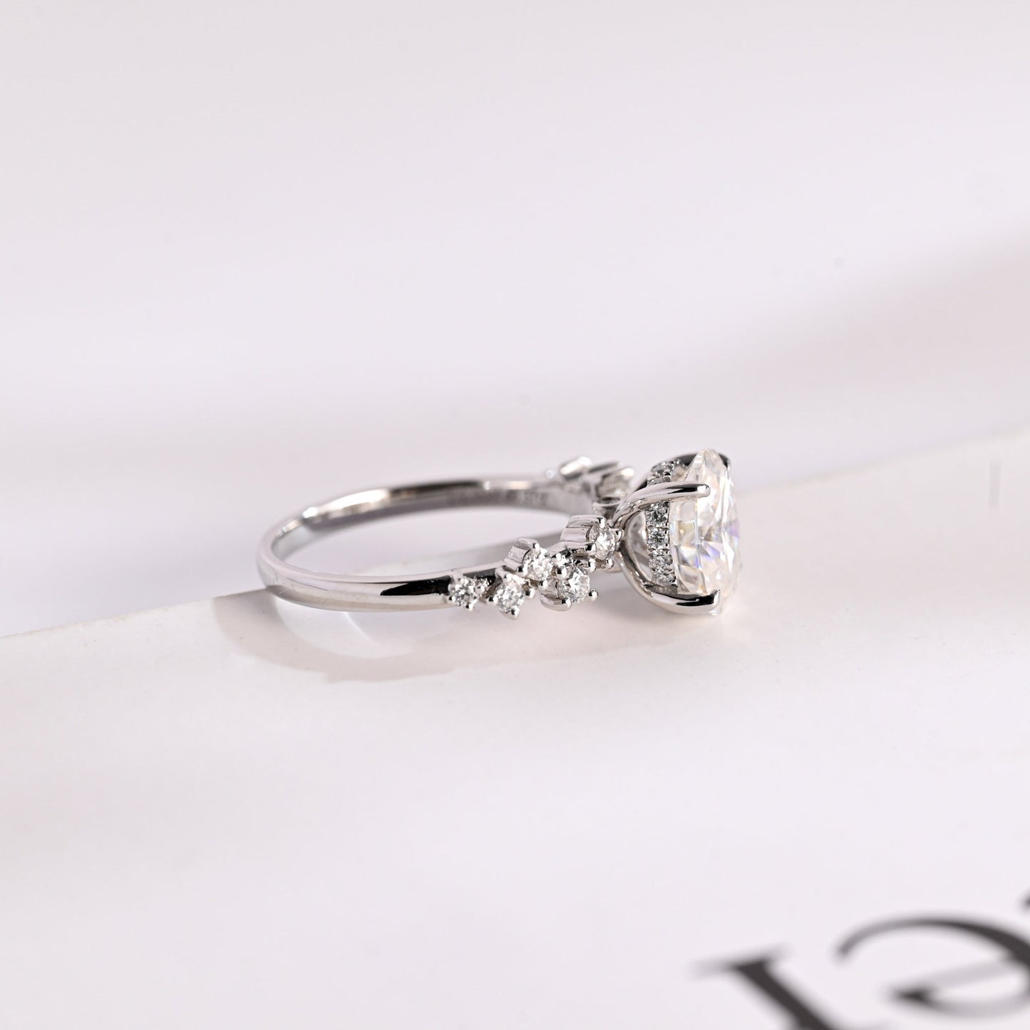 2.5 CT Oval Cut Cluster Moissanite Engagement Ring