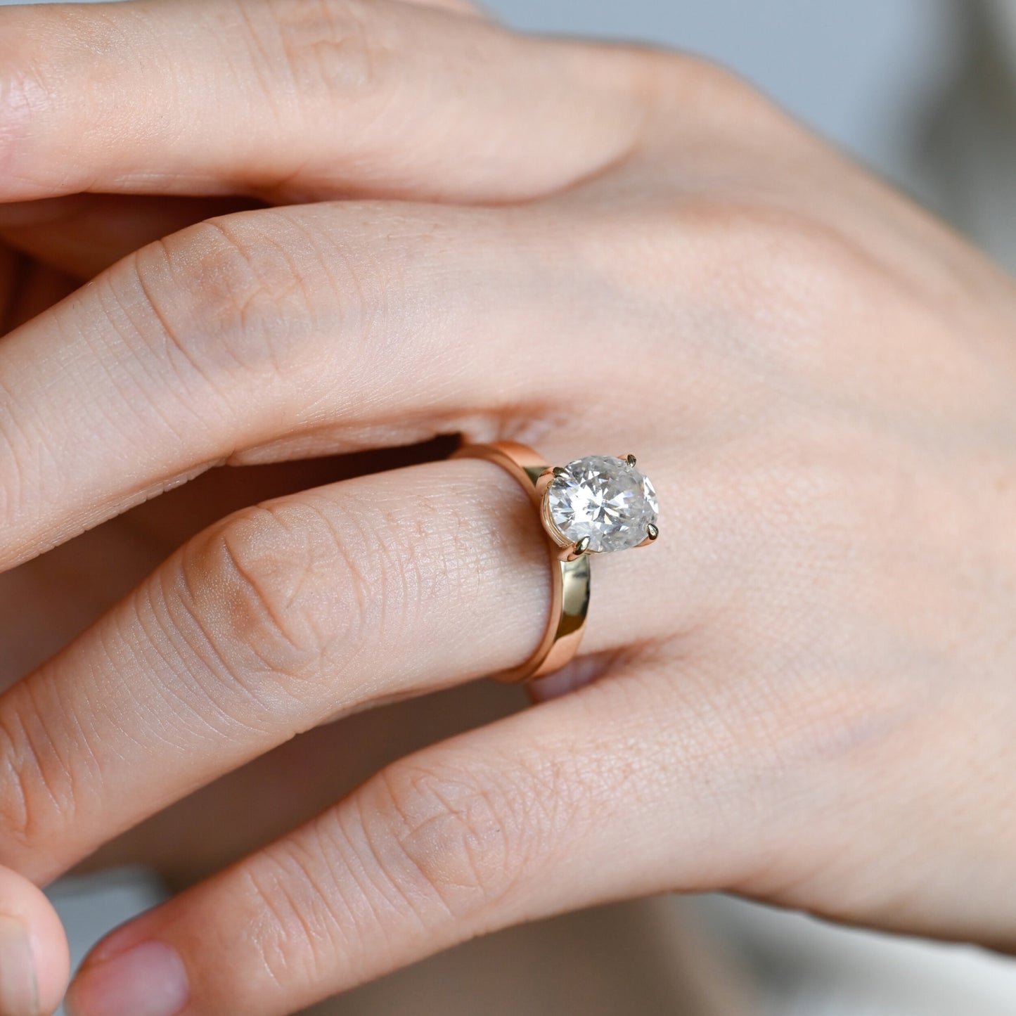 3.5 CT Oval Cut Solitaire Moissanite Engagement Ring