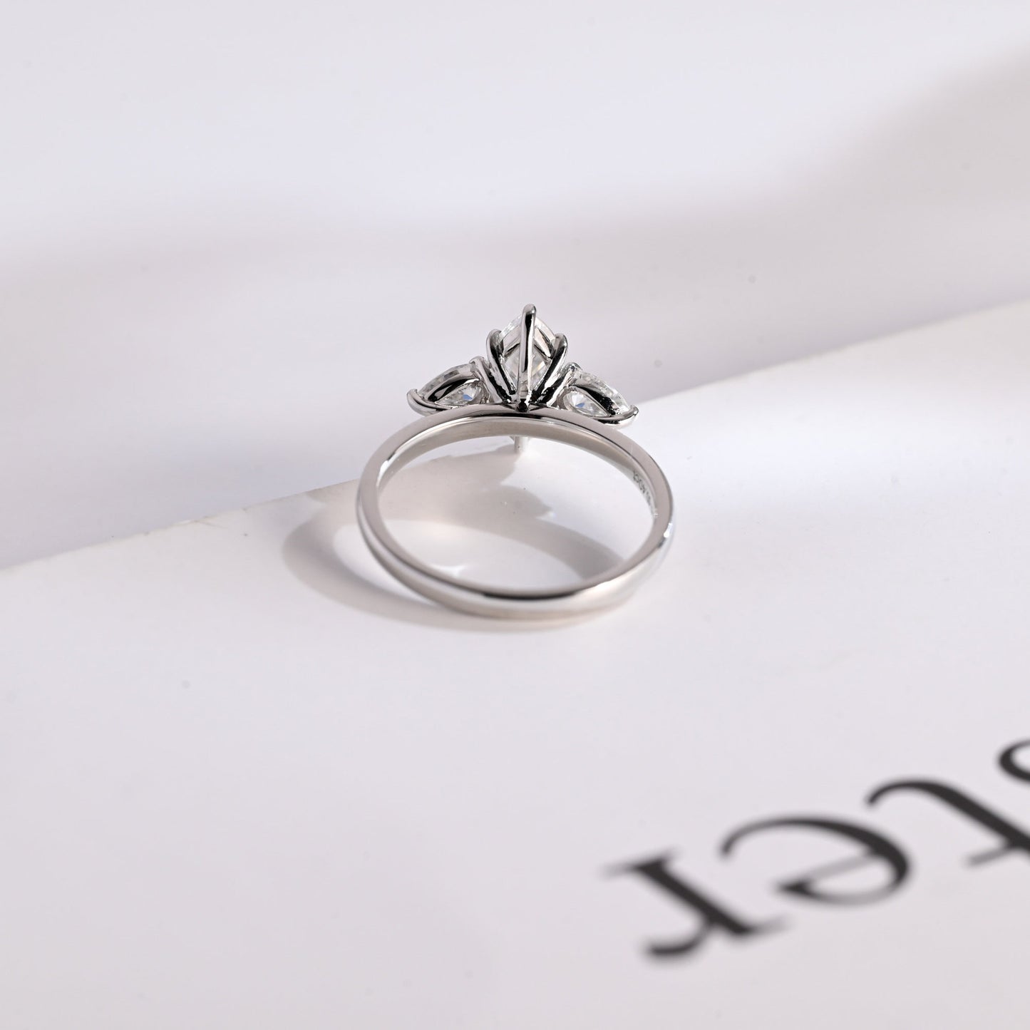 1.5 CT Marquise Cut Three Stone Moissanite Engagement Ring