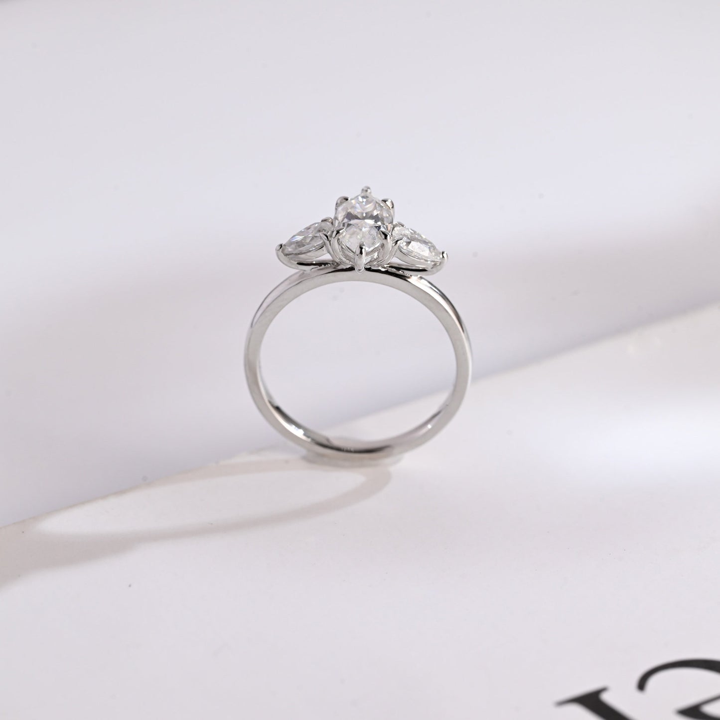1.5 CT Marquise Cut Three Stone Moissanite Engagement Ring