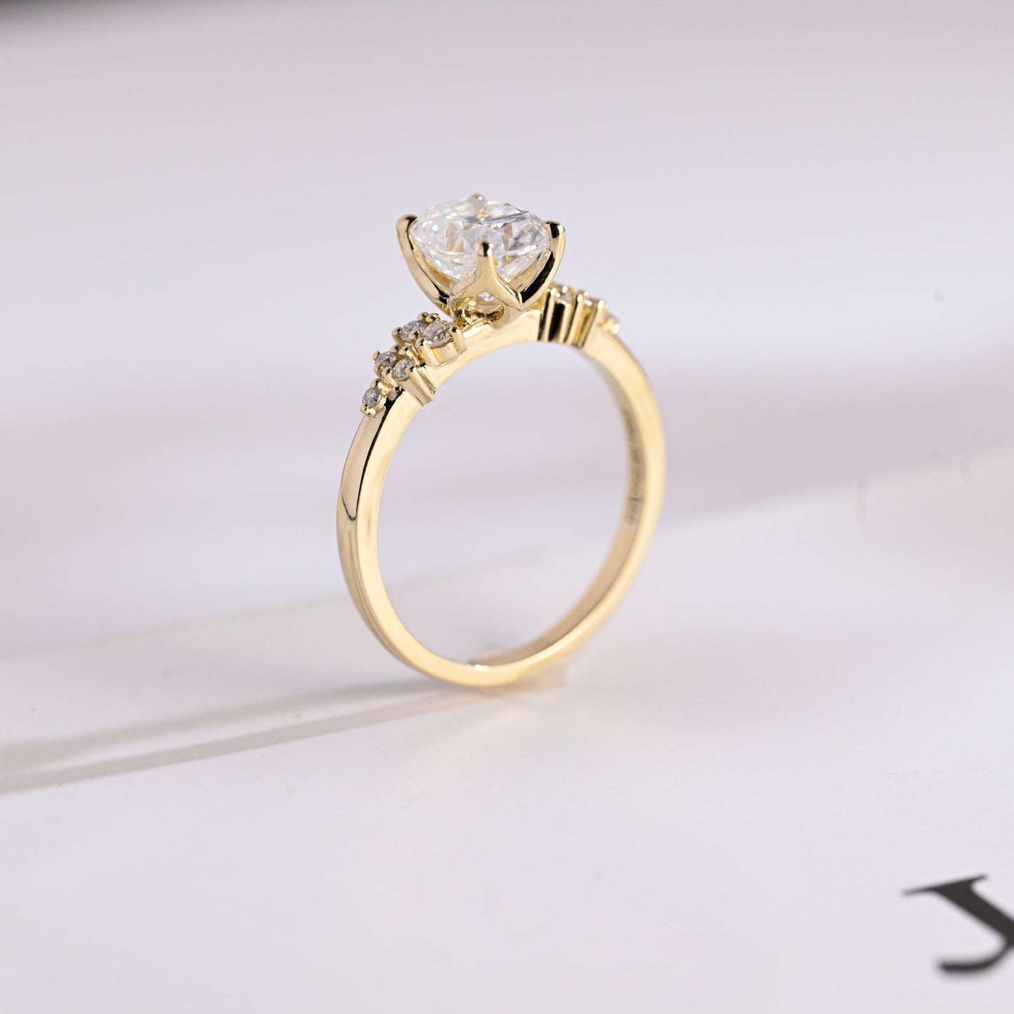 2.5 CT Oval Cut Cluster Moissanite Engagement Ring
