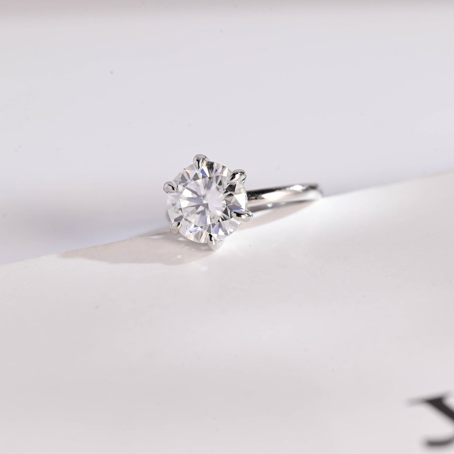 3.5 CT Round Cut Solitaire Moissanite Engagement Ring