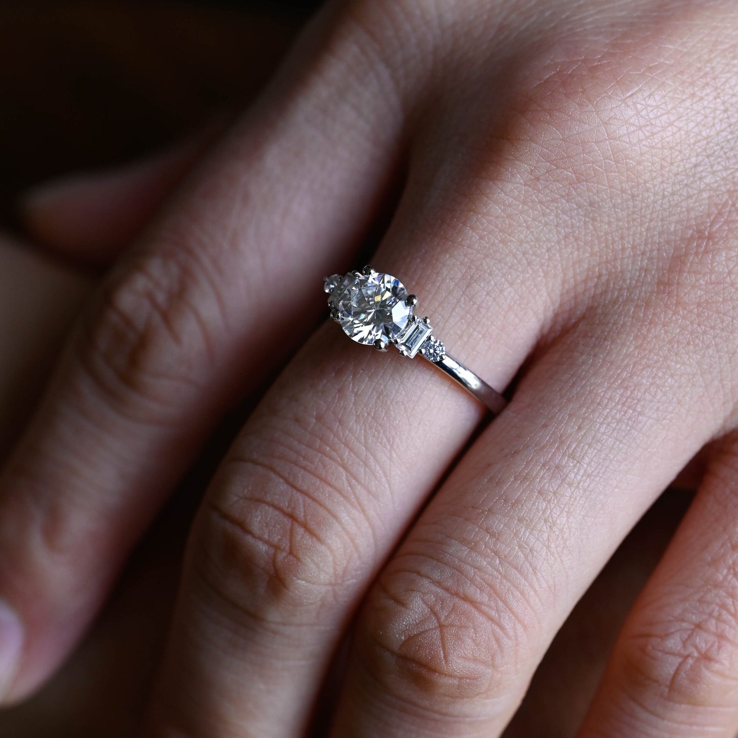 2.5 CT Round Cut Cluster Moissanite Engagement Ring