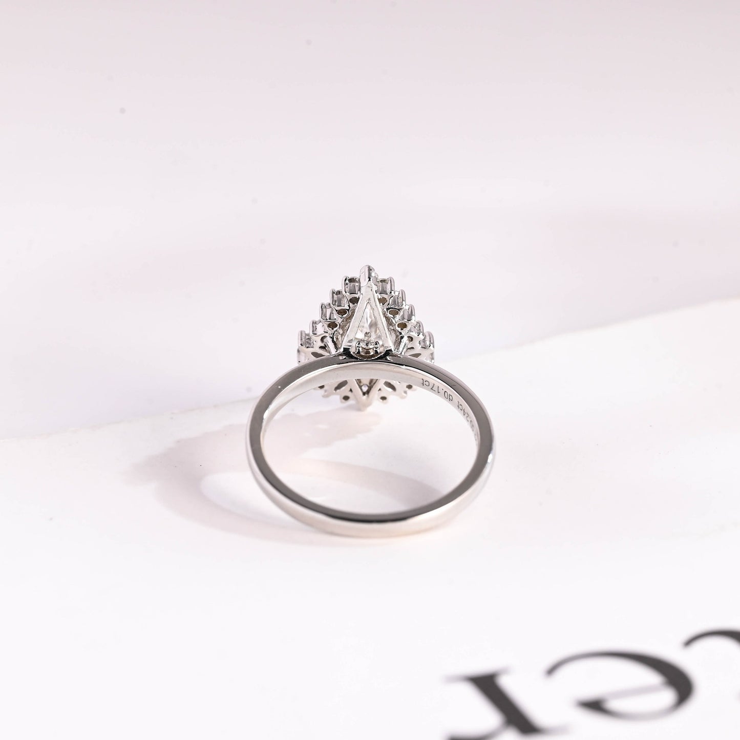 1.25 CT Pear Cut Halo Moissanite Engagement Ring