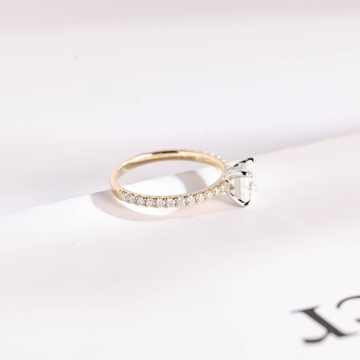 1.5 CT Princess Cut Pave Moissanite Engagement Ring