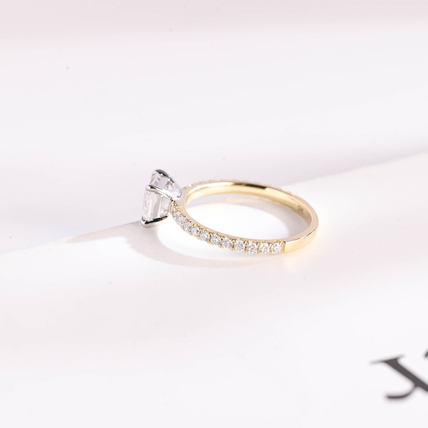 1.5 CT Princess Cut Pave Moissanite Engagement Ring