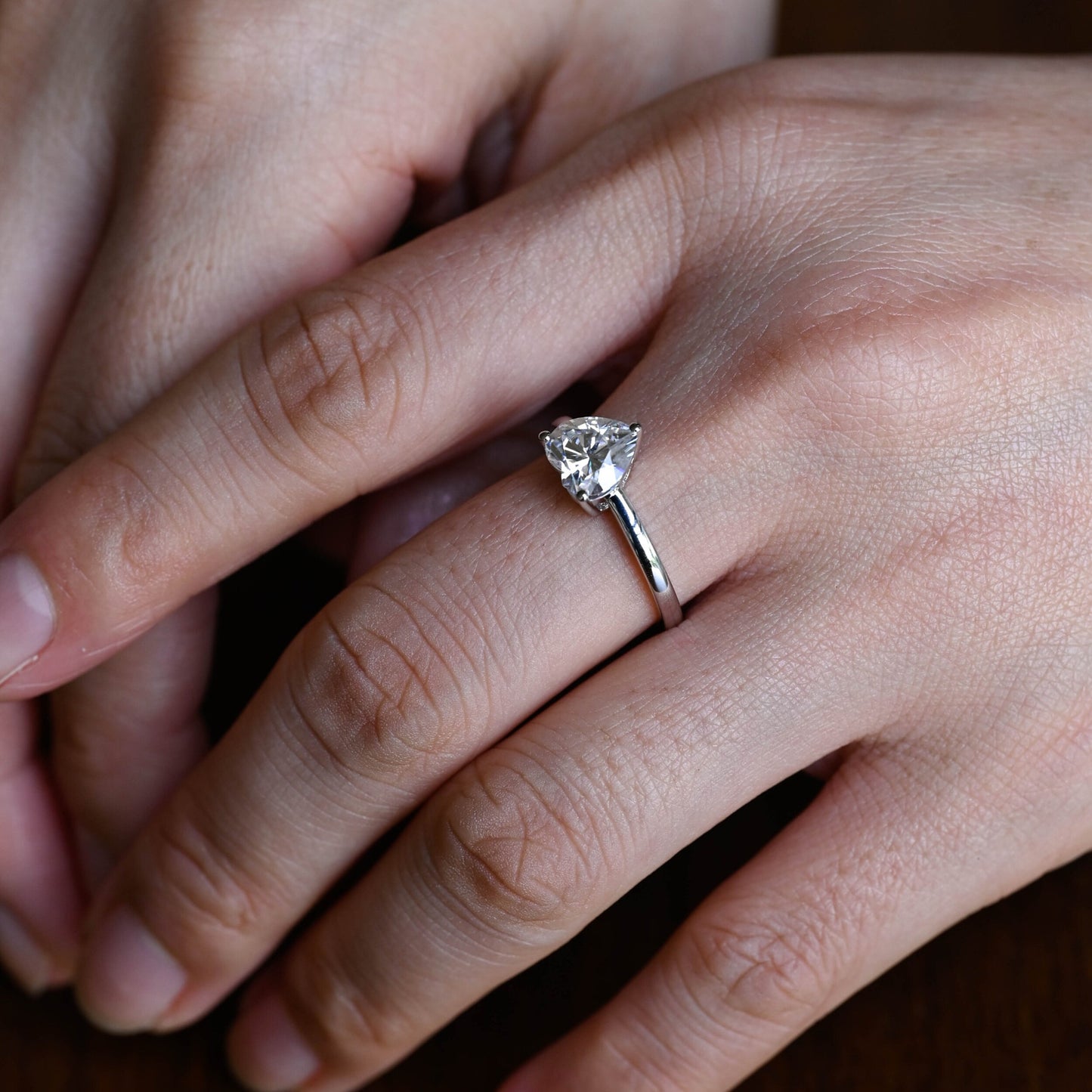 2.0 CT Heart Cut Solitaire Moissanite Engagement Ring