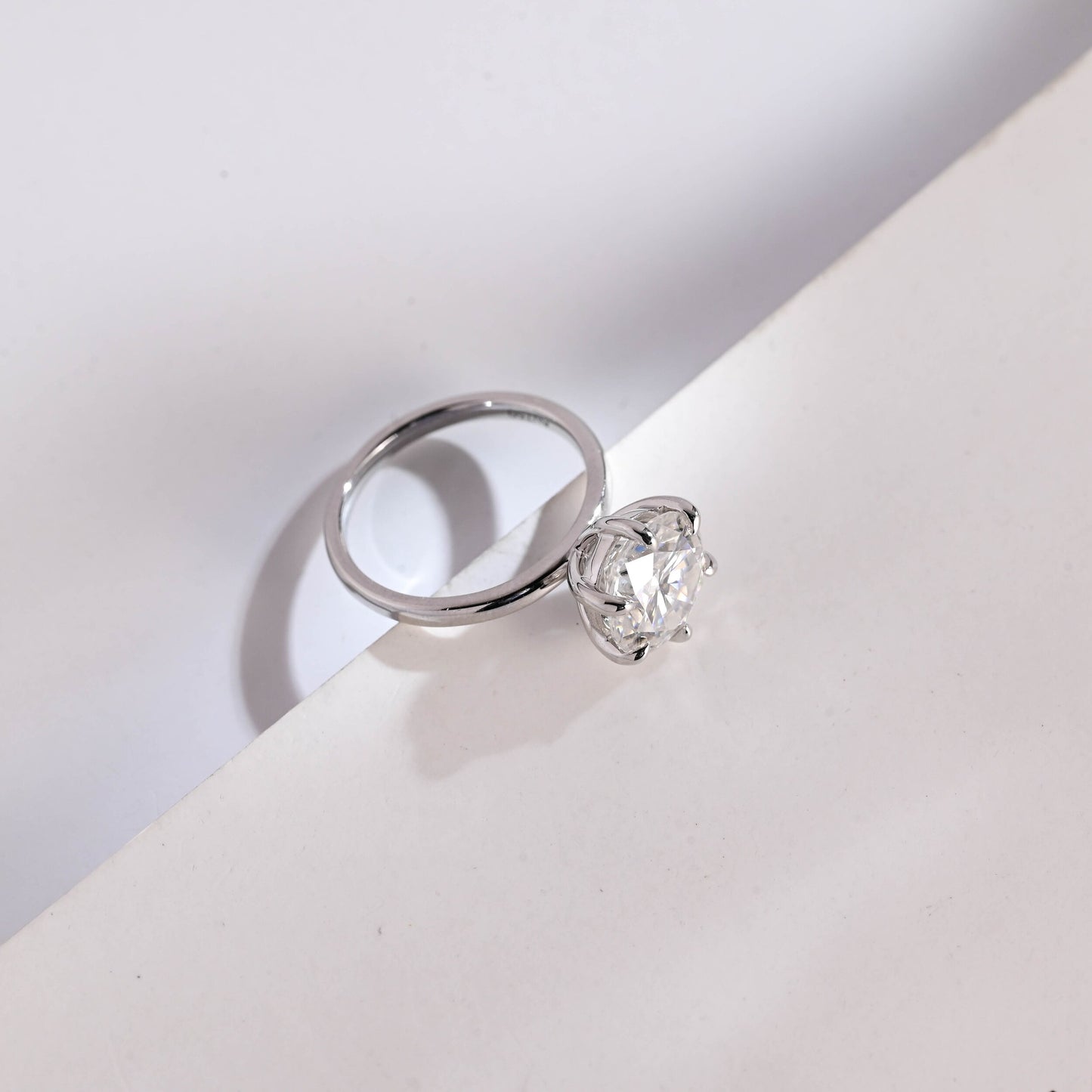 3.5 CT Round Cut Solitaire Moissanite Engagement Ring