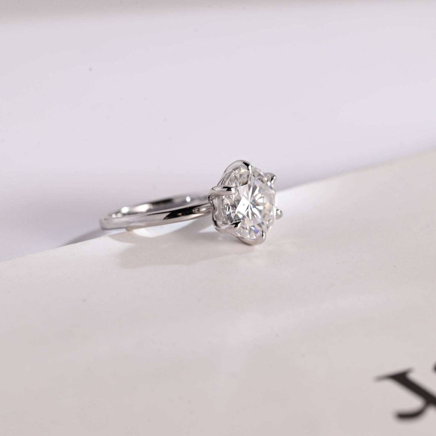 3.5 CT Round Cut Solitaire Moissanite Engagement Ring