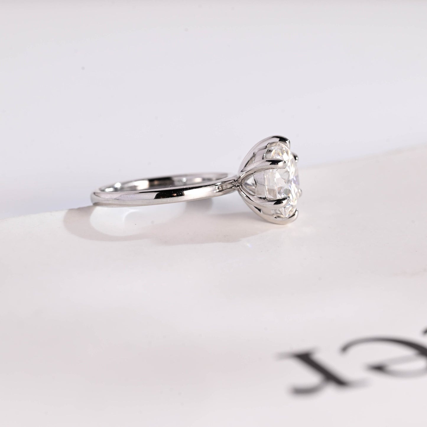 3.5 CT Round Cut Solitaire Moissanite Engagement Ring