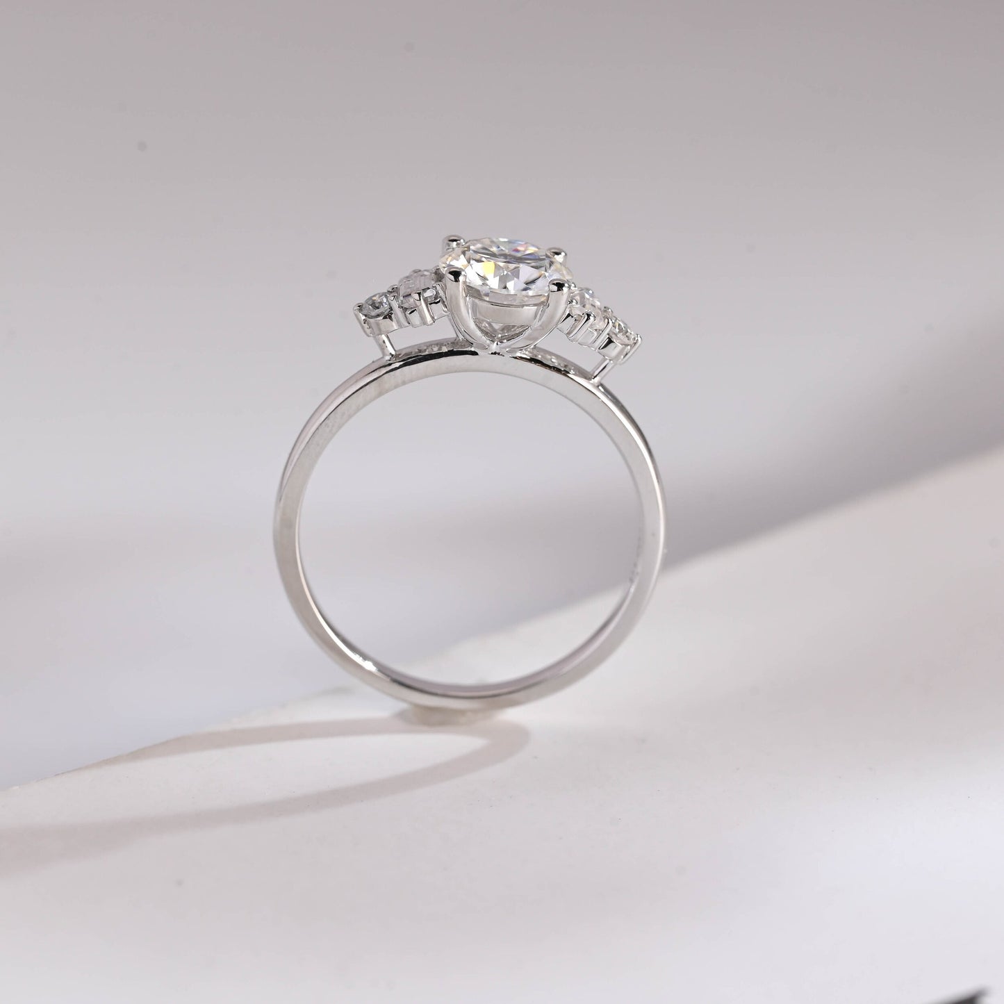 2.5 CT Round Cut Cluster Moissanite Engagement Ring