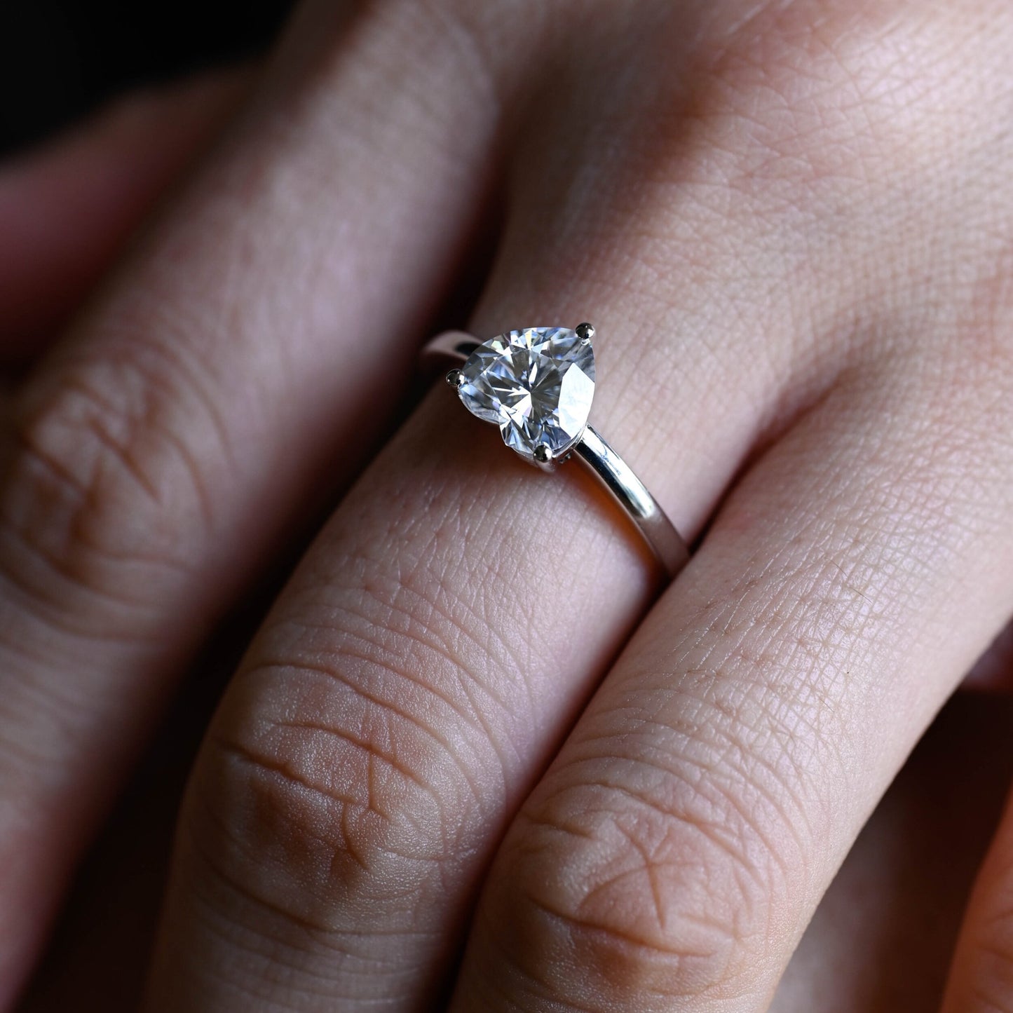 2.0 CT Heart Cut Solitaire Moissanite Engagement Ring