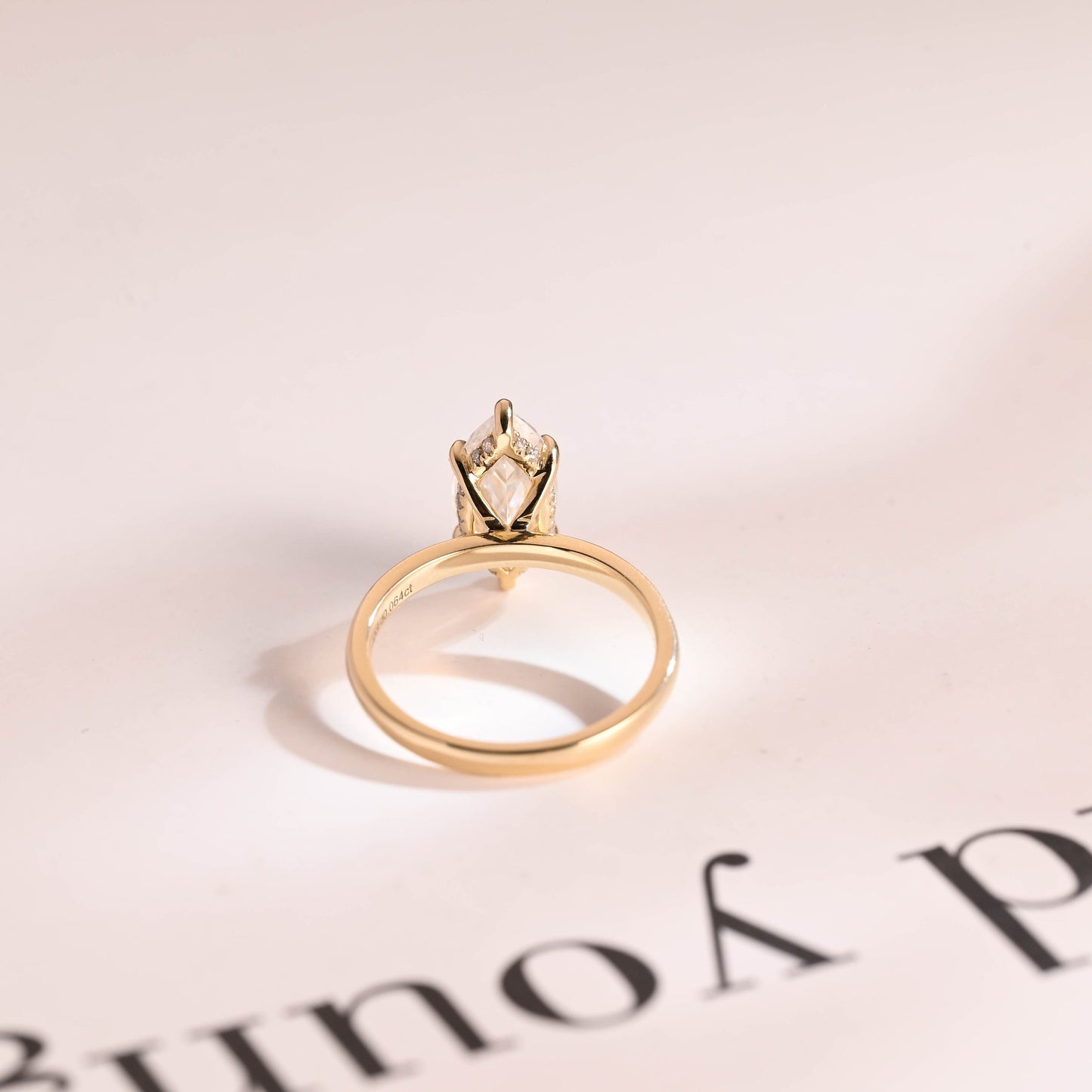 2.5 CT Marquise Cut Hidden Halo Moissanite Engagement Ring