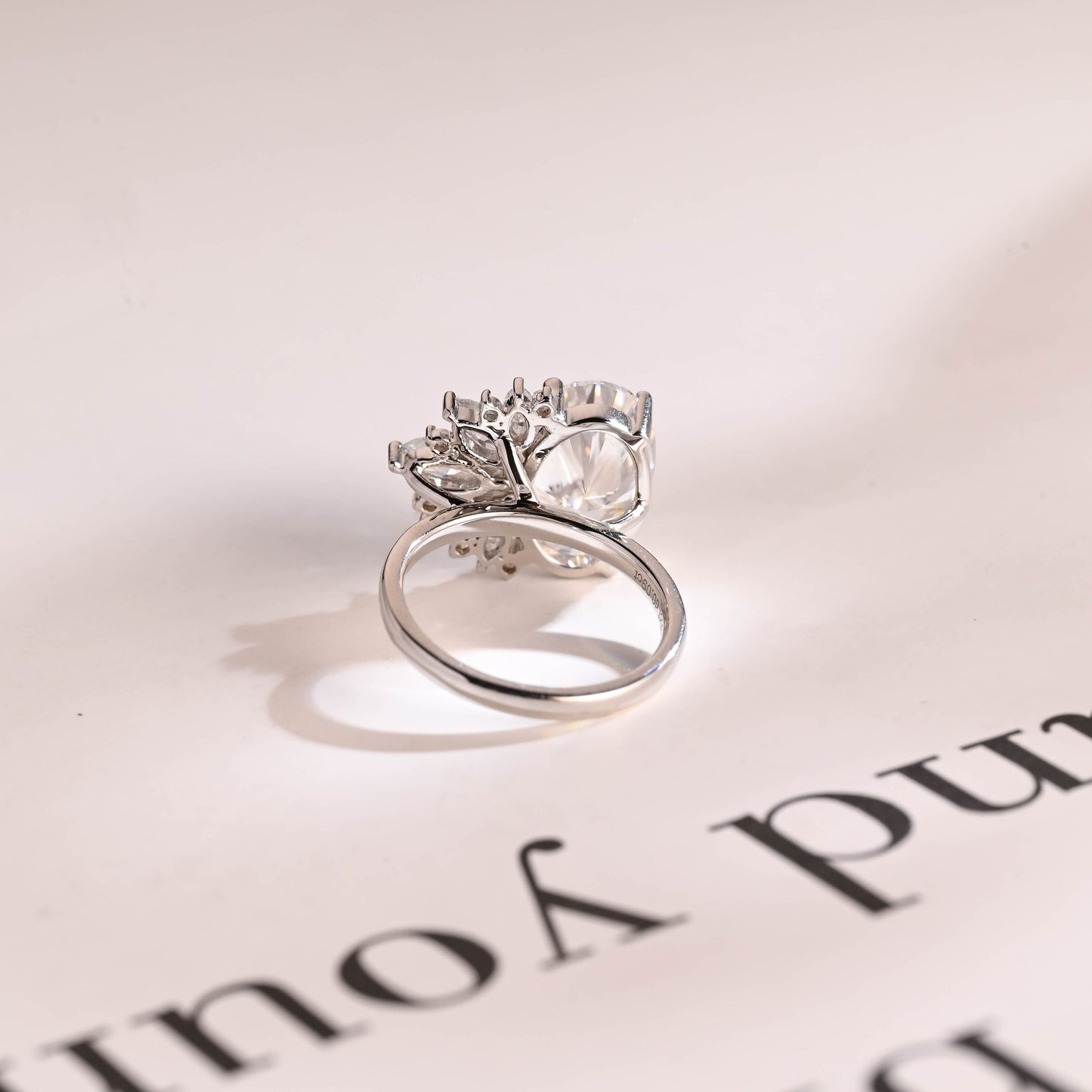4.5 CT Oval Cut Cluster Moissanite Engagement Ring