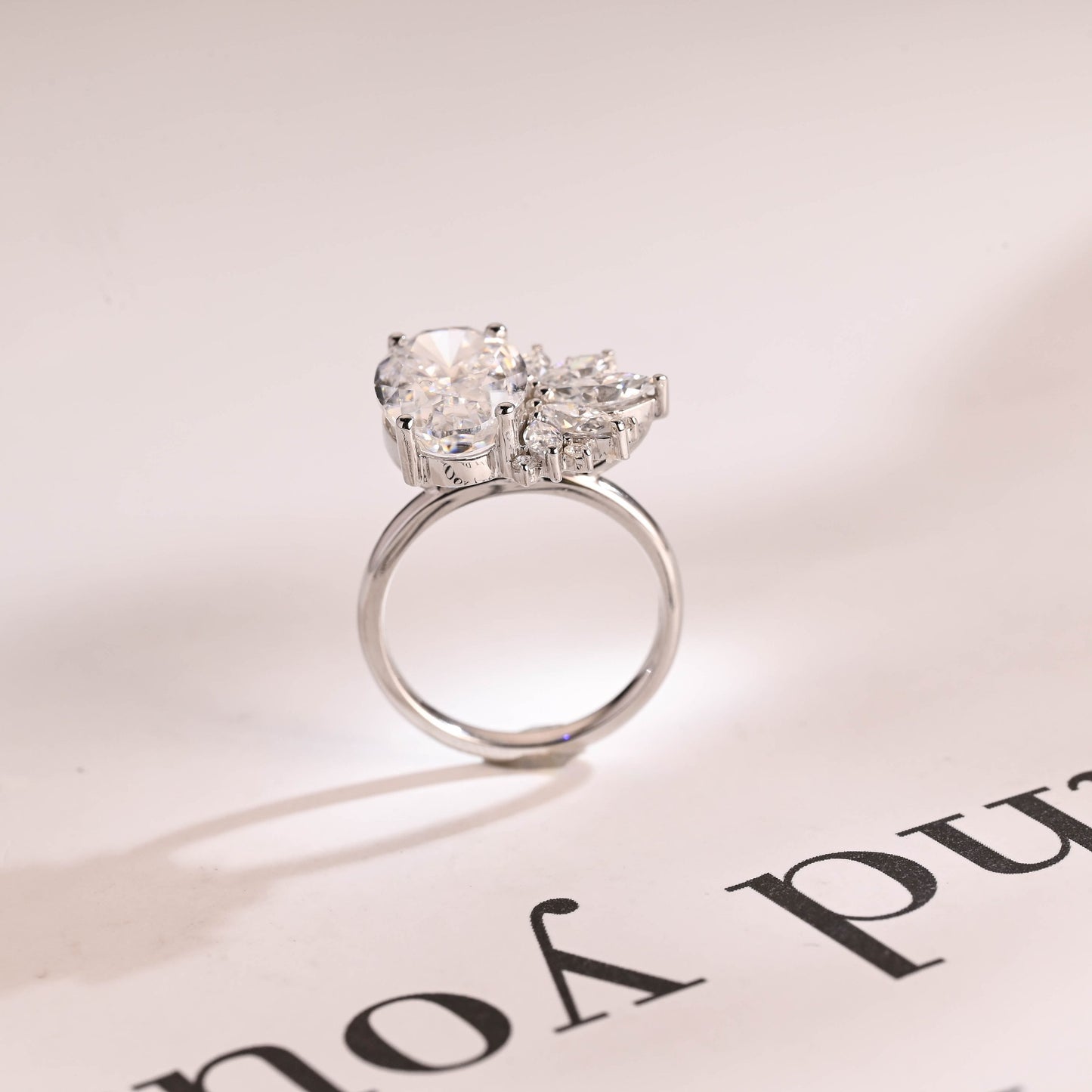 4.5 CT Oval Cut Cluster Moissanite Engagement Ring