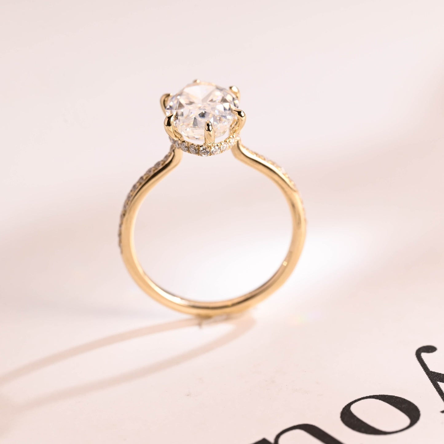 4.5 CT Oval Cut Hidden Halo Moissanite Engagement Ring