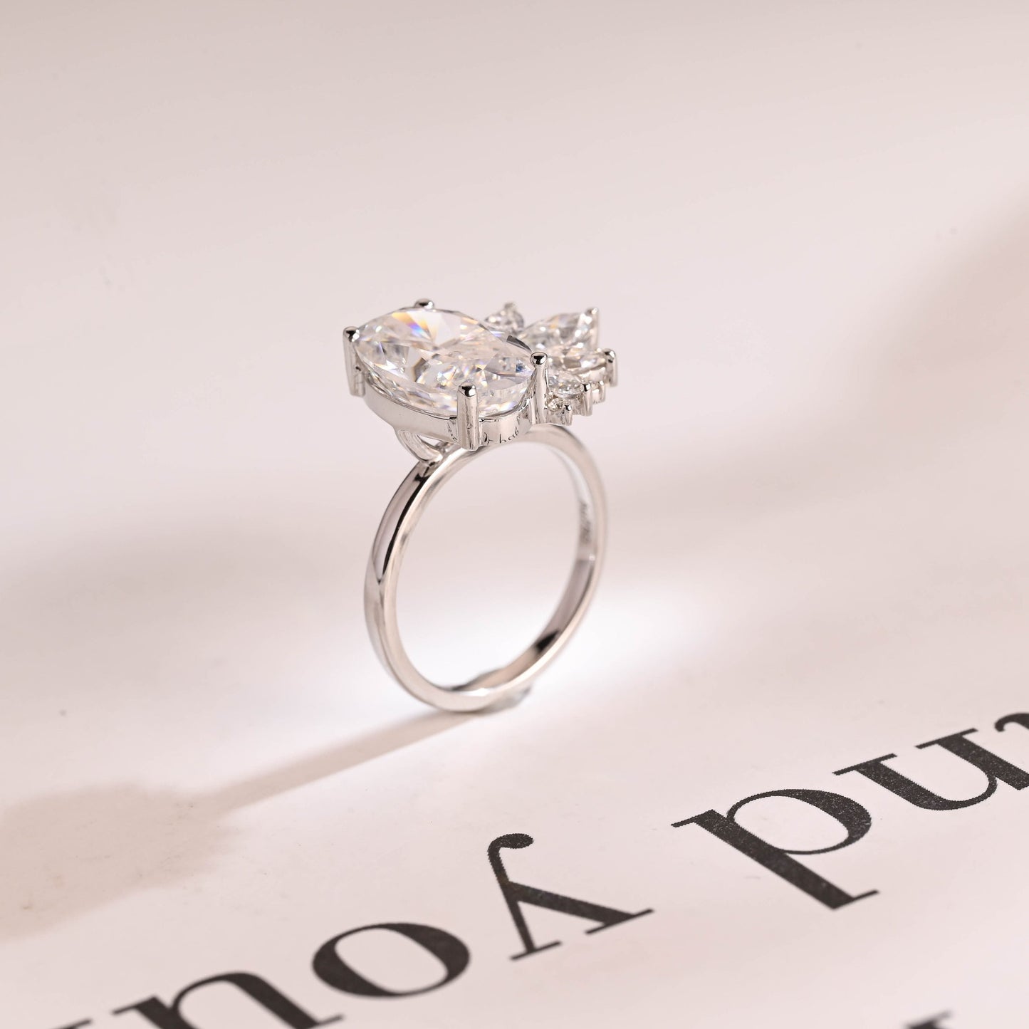 4.5 CT Oval Cut Cluster Moissanite Engagement Ring