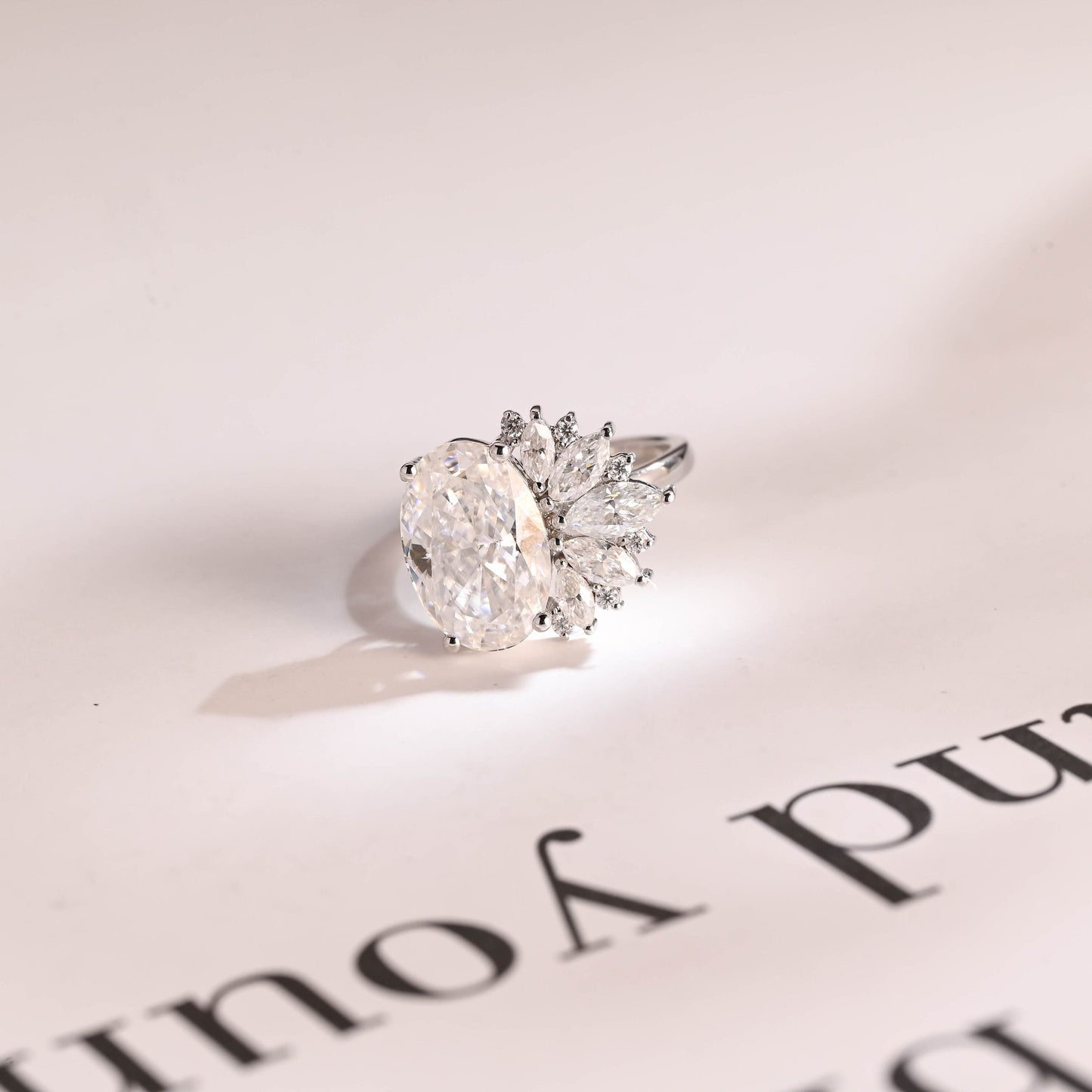 4.5 CT Oval Cut Cluster Moissanite Engagement Ring