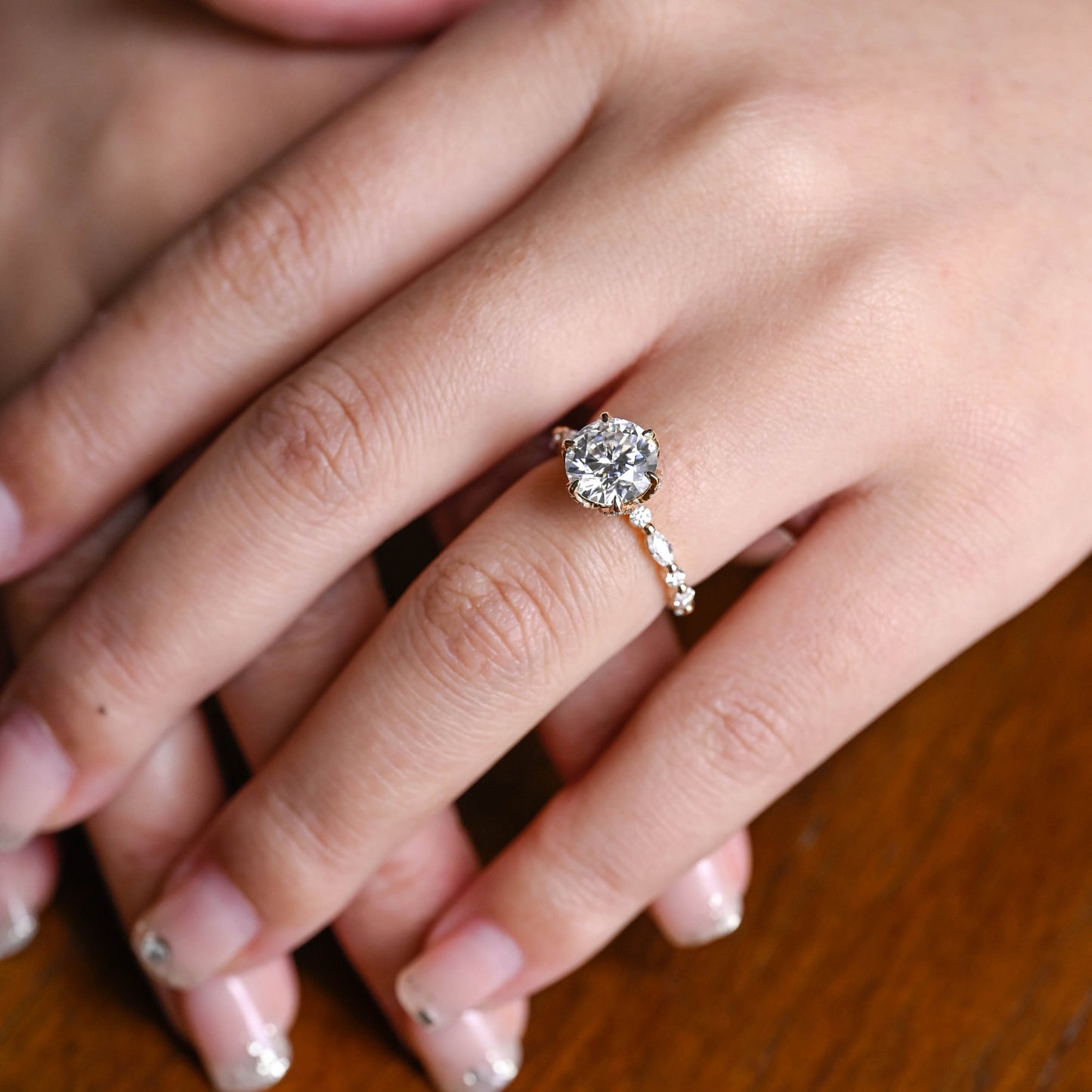 2.5 CT Round Cut Pave Moissanite Engagement Ring