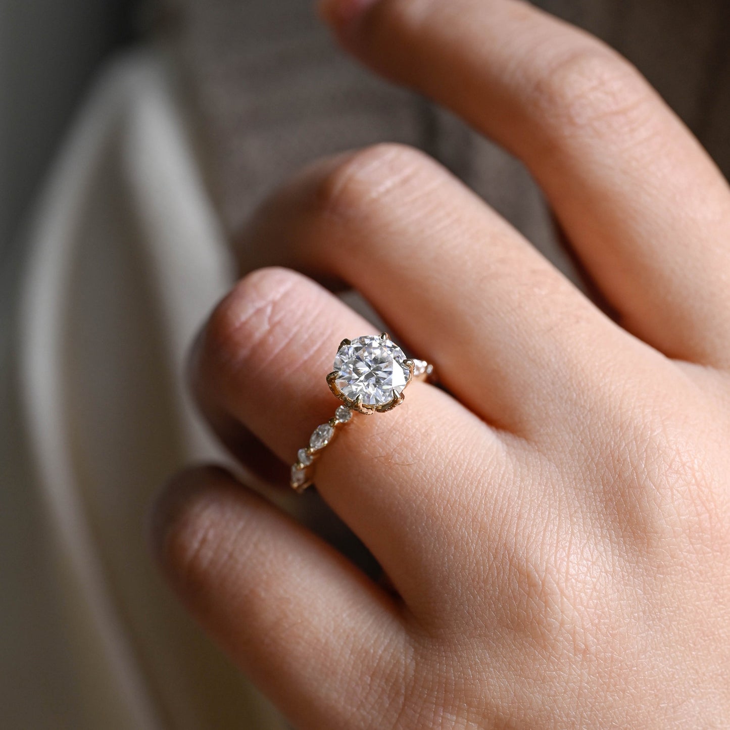 2.5 CT Round Cut Pave Moissanite Engagement Ring