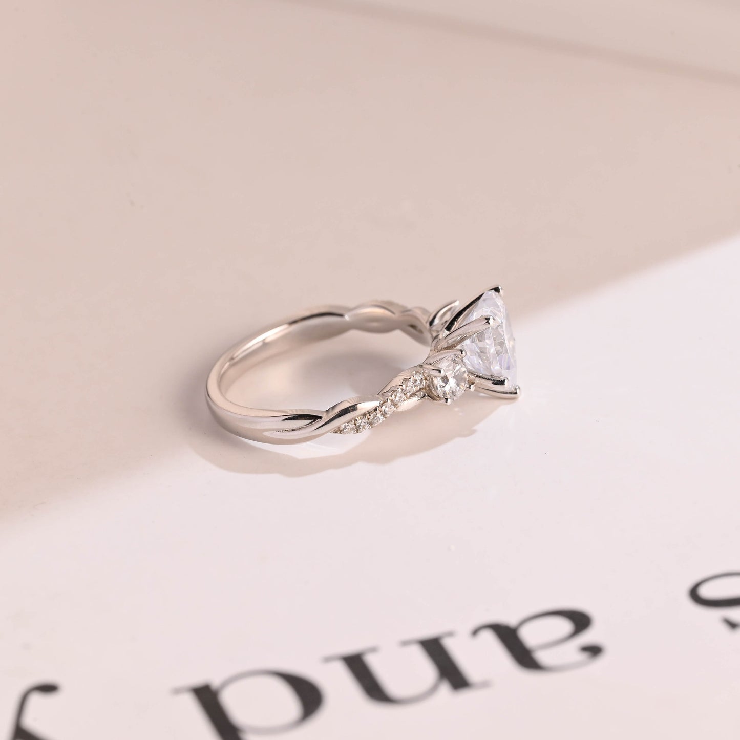 1.5 CT Heart Cut Three Stone With Twisted Shank Moissanite Engagement Ring